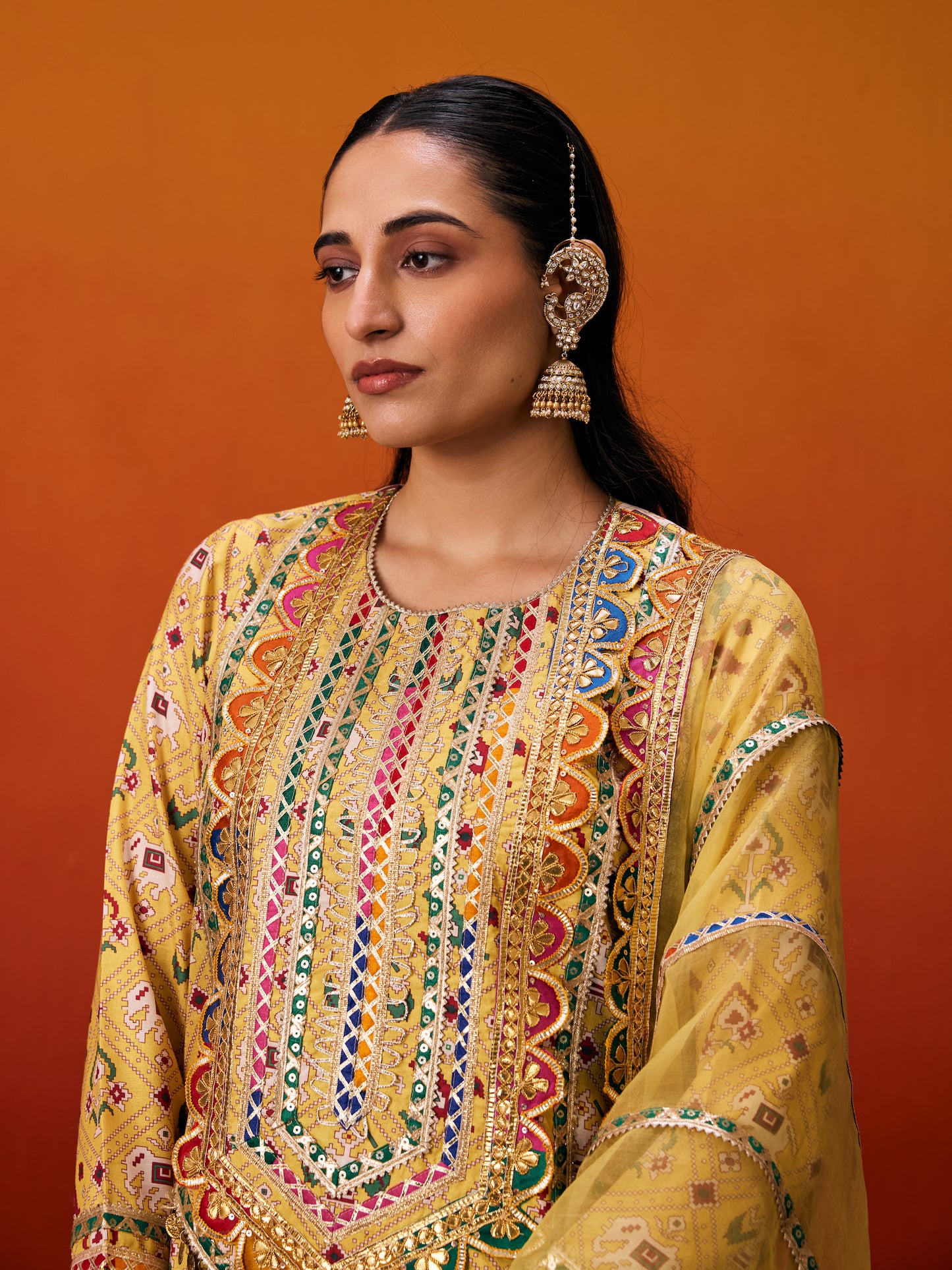 YELLOW PATOLA KURTA SET