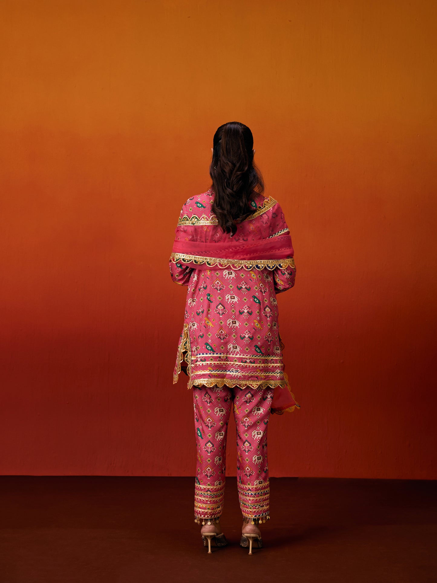 RANI PINK PATOLA KURTA SET