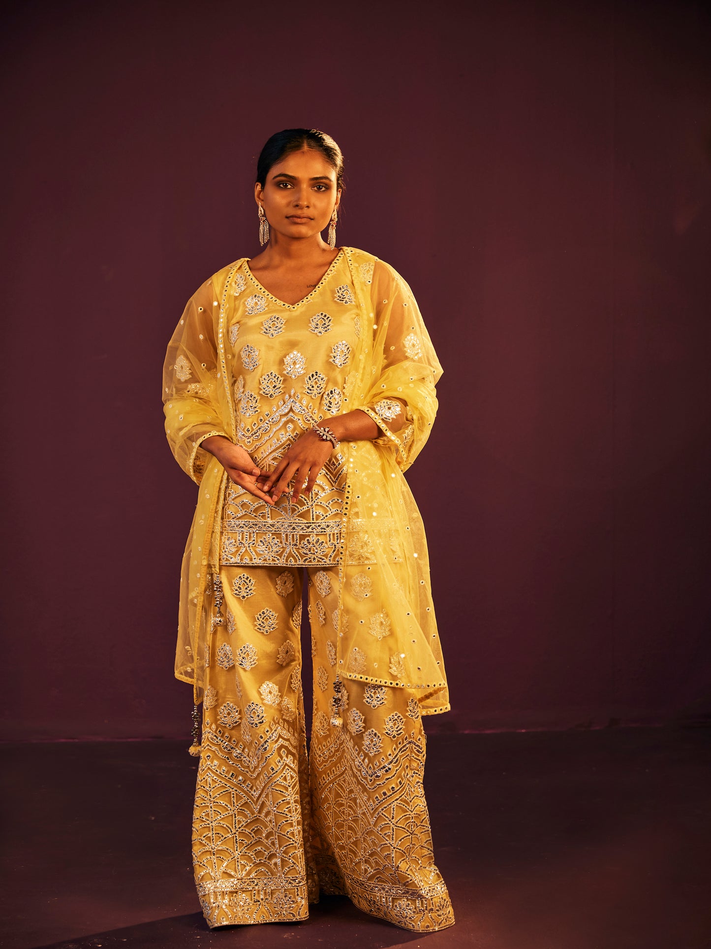 YELLOW FOIL WORK COORD SET