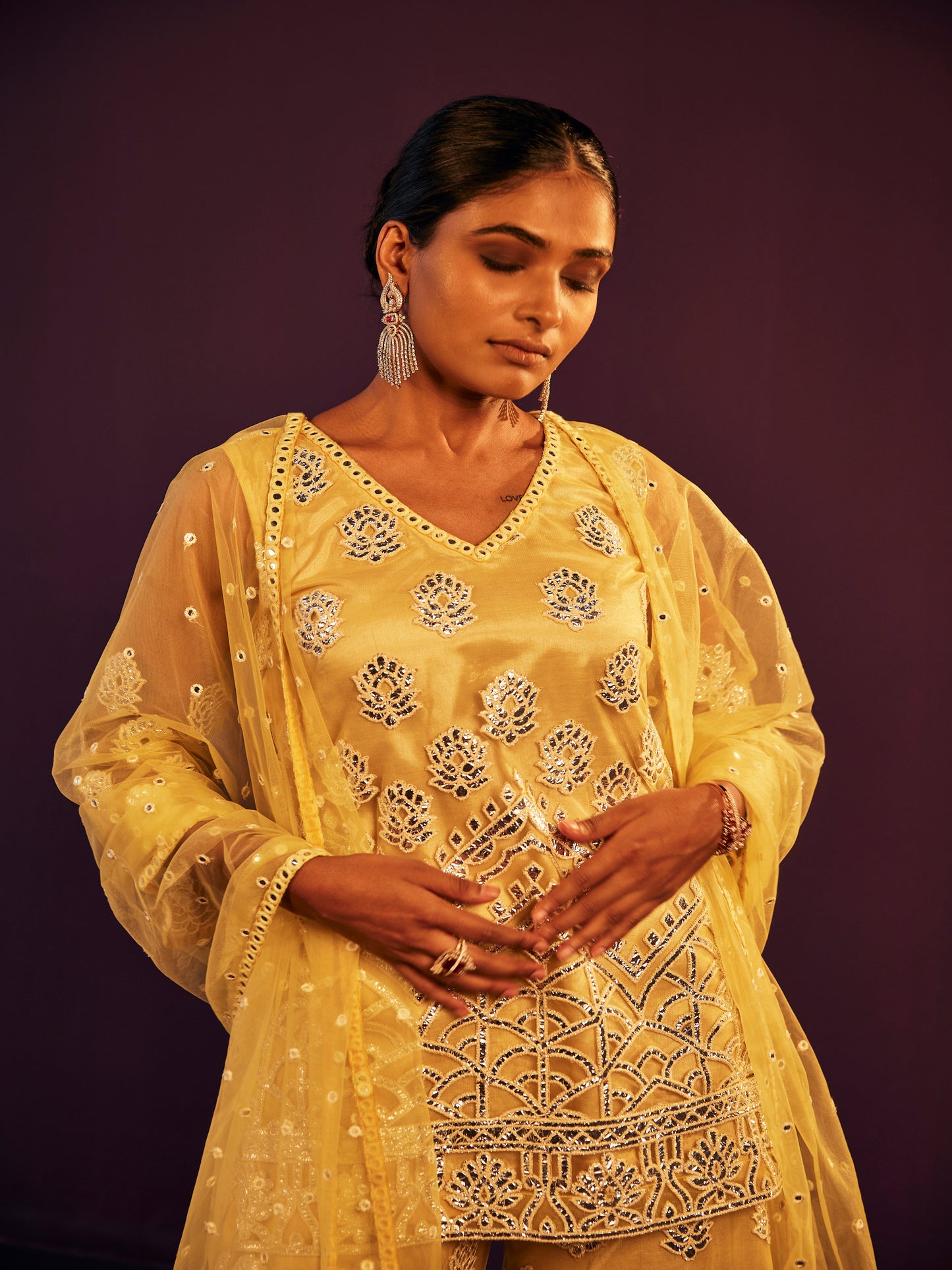 YELLOW FOIL WORK COORD SET