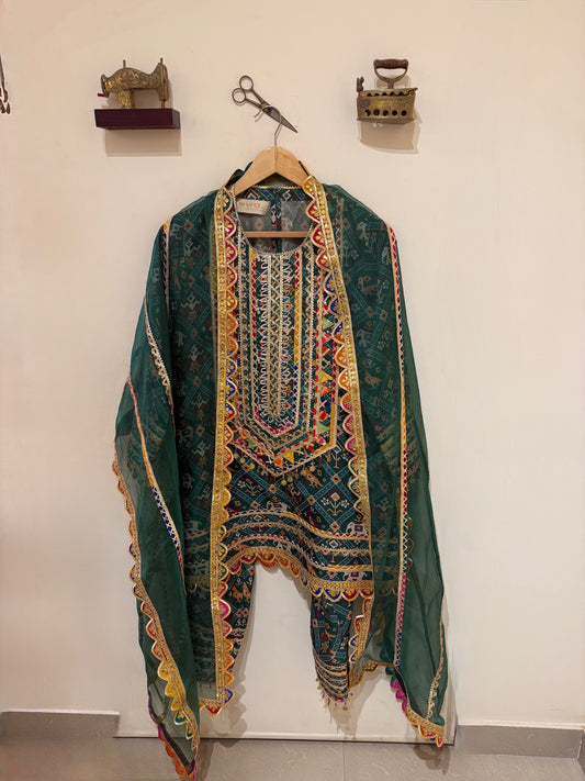 GREEN PATOLA KURTA SET