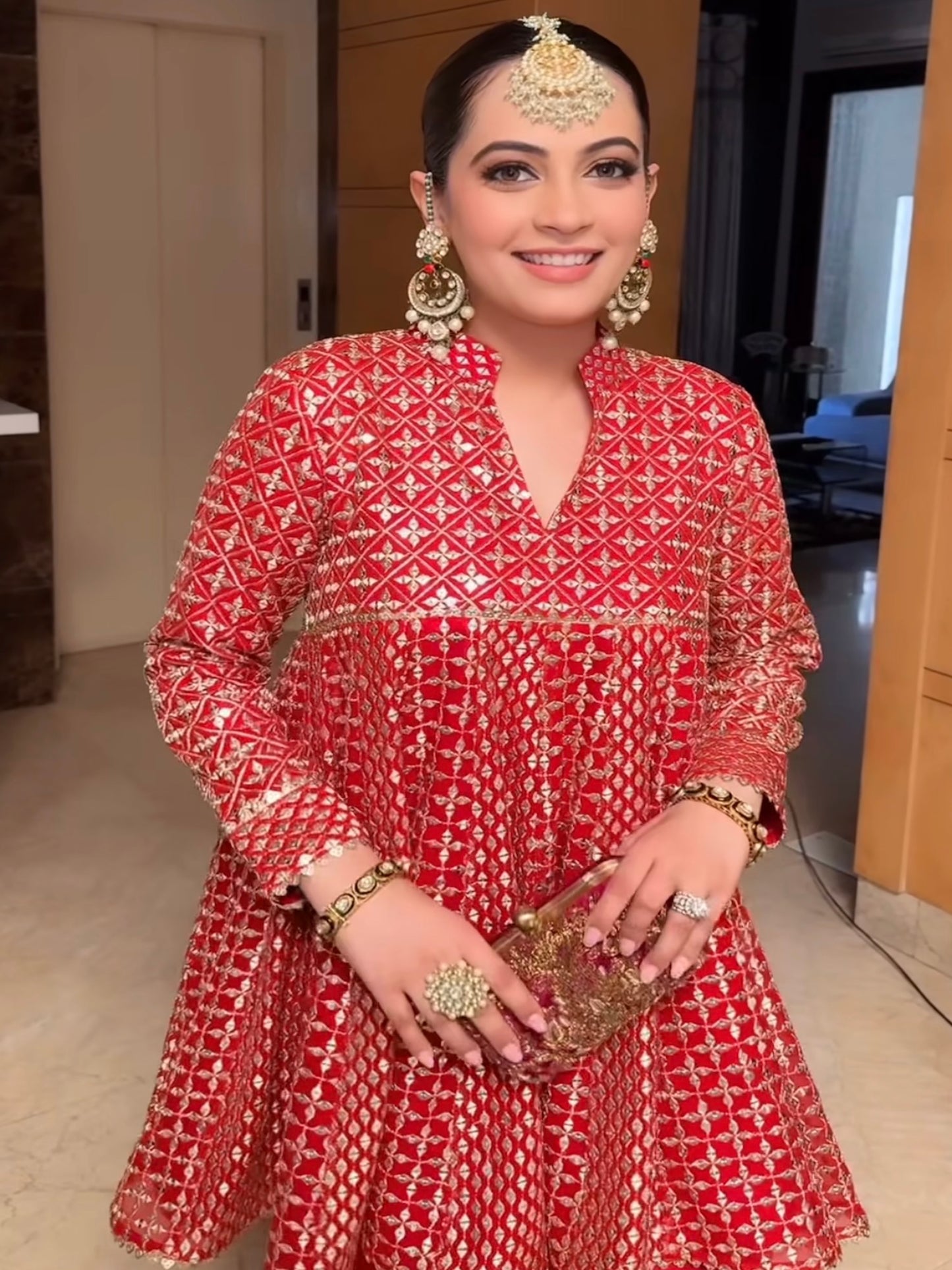 RED ZARI & SEQUIN DHOTI SET