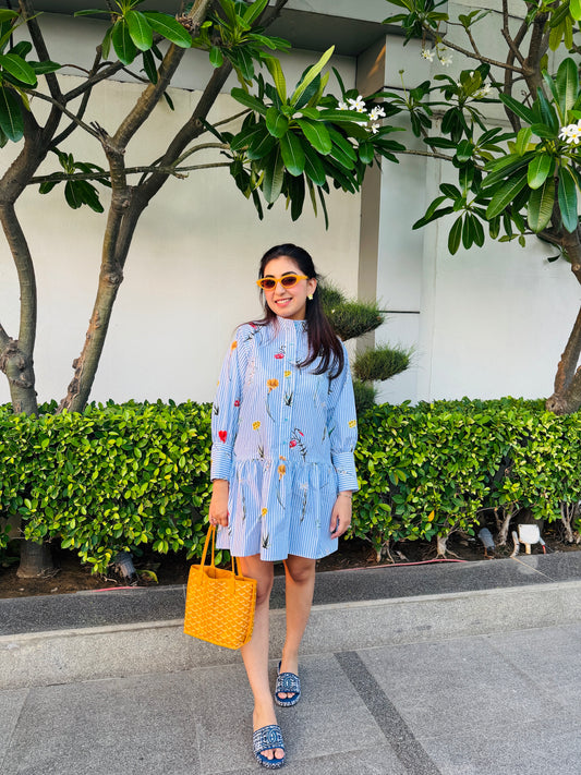 NIKITA KHURANA IN BLUE COTTON DRESS