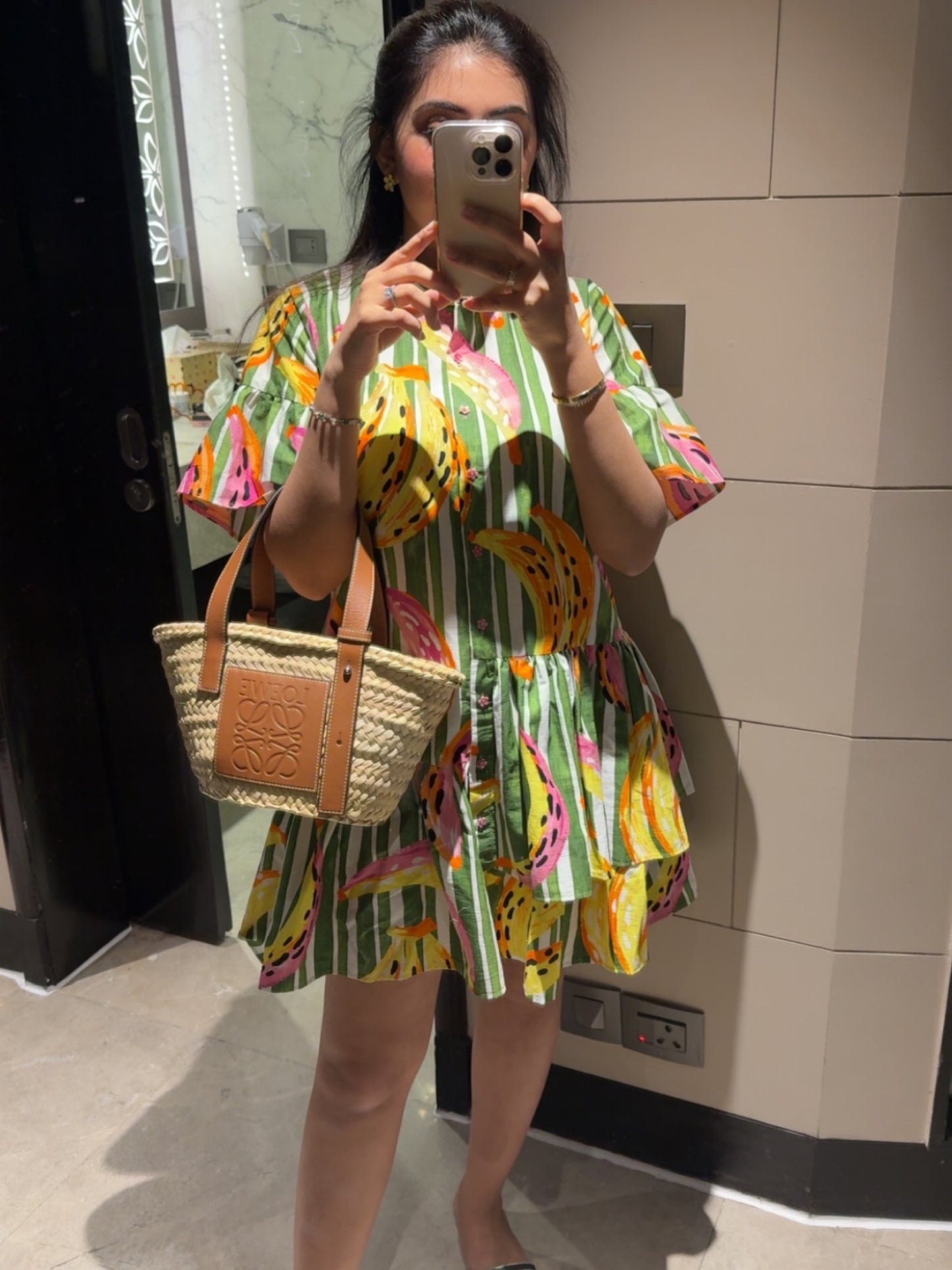 BANANA PRINT COTTON DRESS