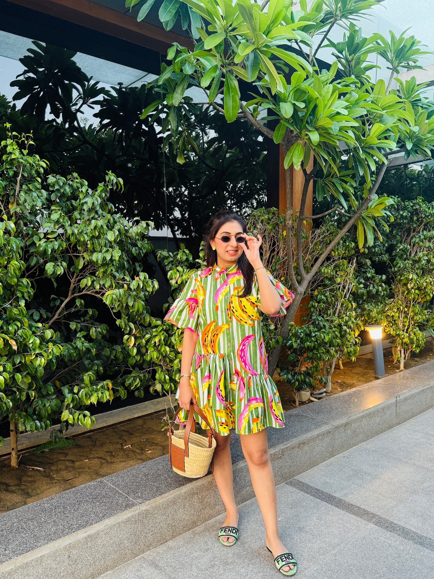 BANANA PRINT COTTON DRESS