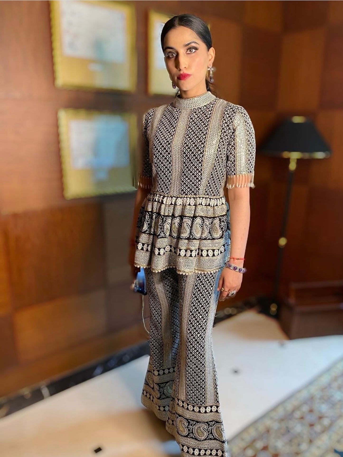BLACK CHIKANKARI PEPLUM COORD SET