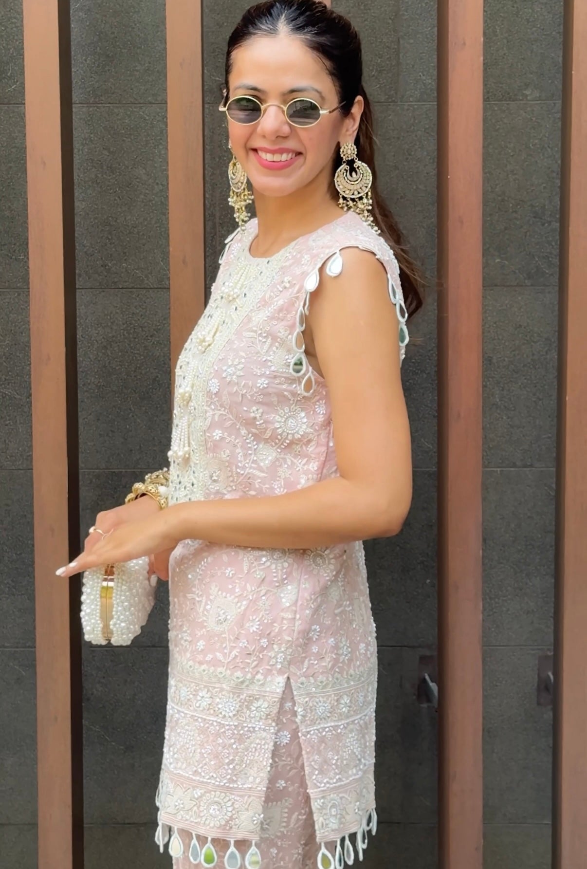 SNEHA ADWANI IN PINK LUCKNAWI PEARL WORK COORD SET