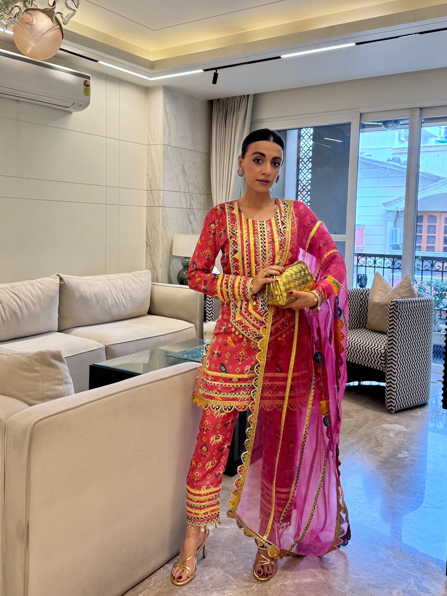 MEHAK JAIN  IN PINK PATOLA KURTA SET