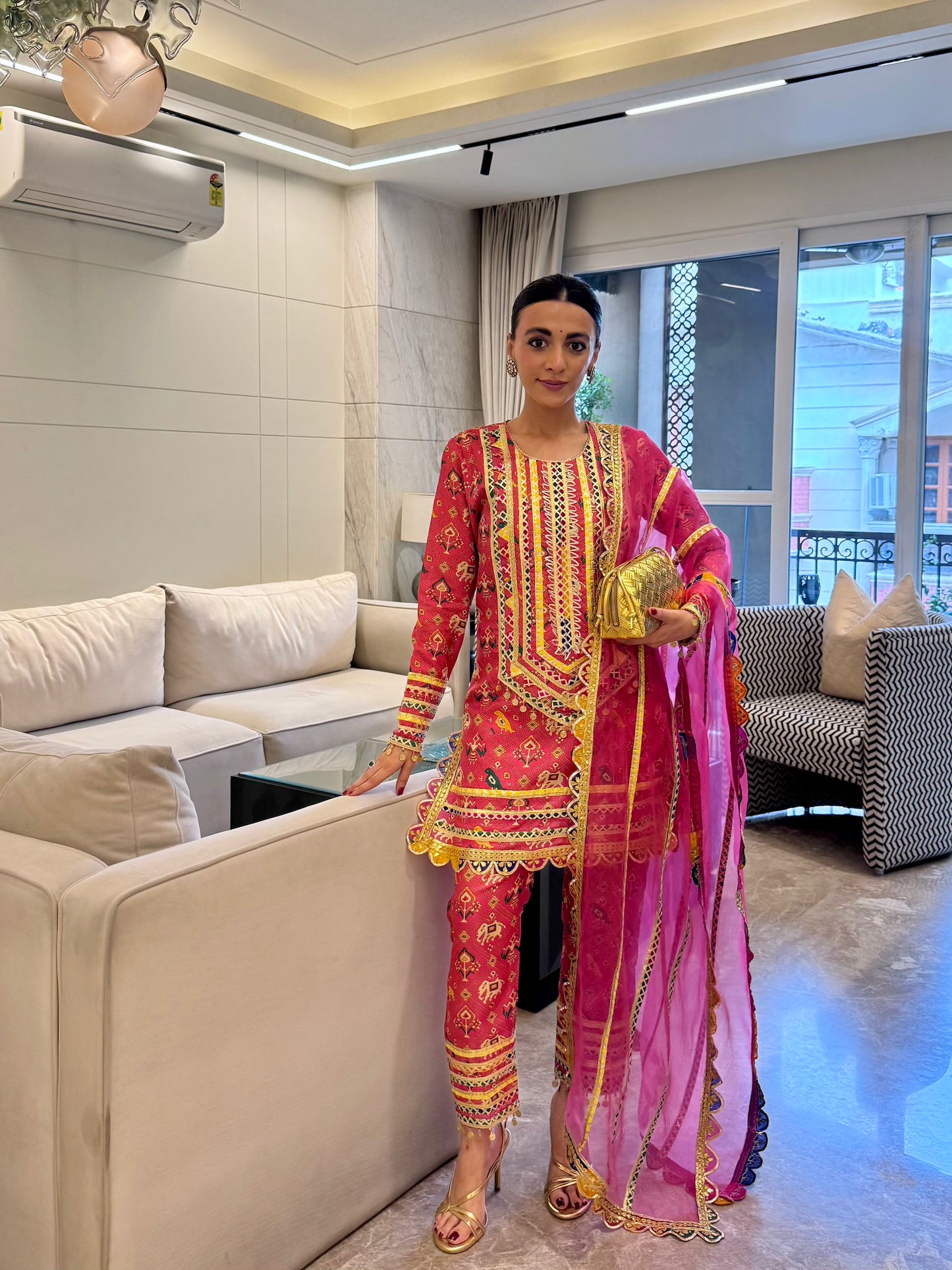 MEHAK JAIN  IN PINK PATOLA KURTA SET
