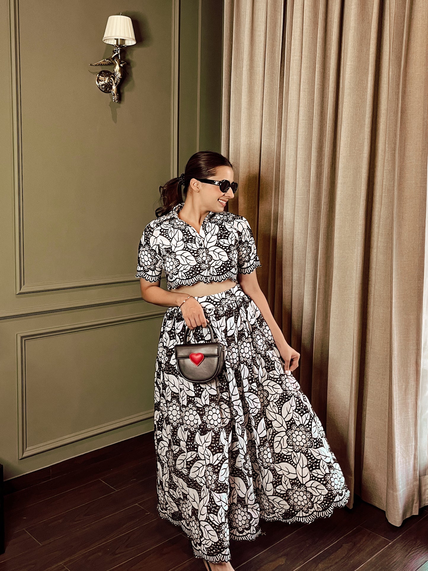SANIA CHADHA IN BLACK COTTON SKIRT COORD SET
