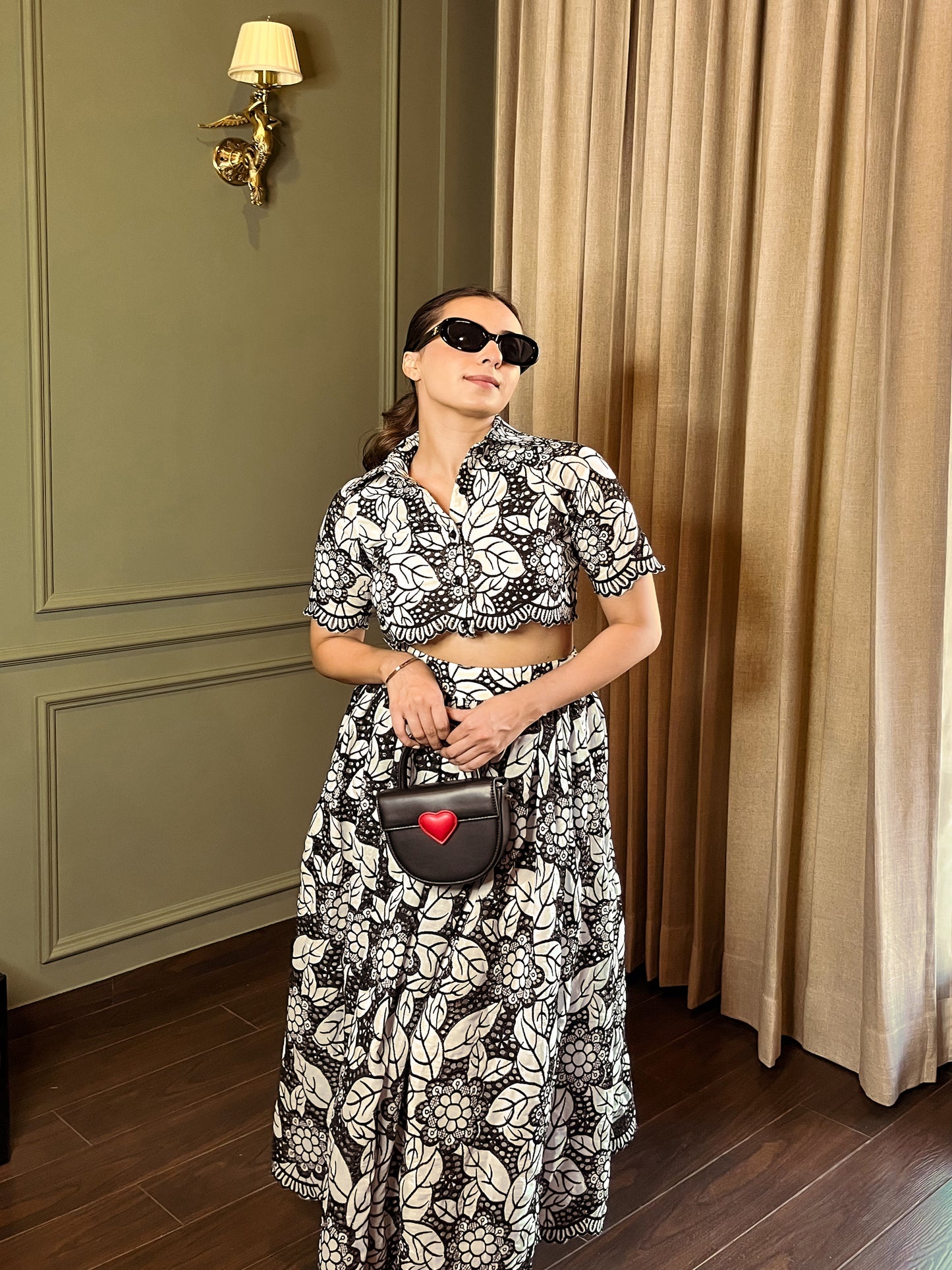 SANIA CHADHA IN BLACK COTTON SKIRT COORD SET