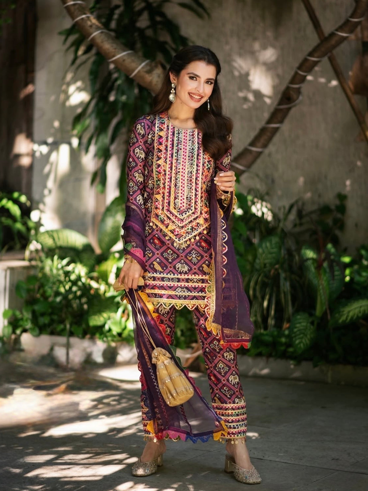 SAACHI BHASIN IN PURPLE PATOLA KURTA SET