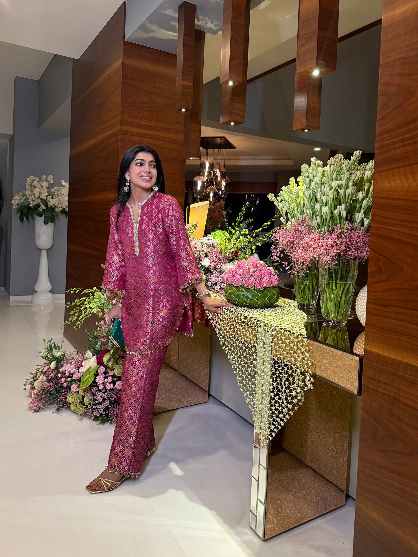 SHIMOLI KAPASI IN PINK BROCADE SUIT SET