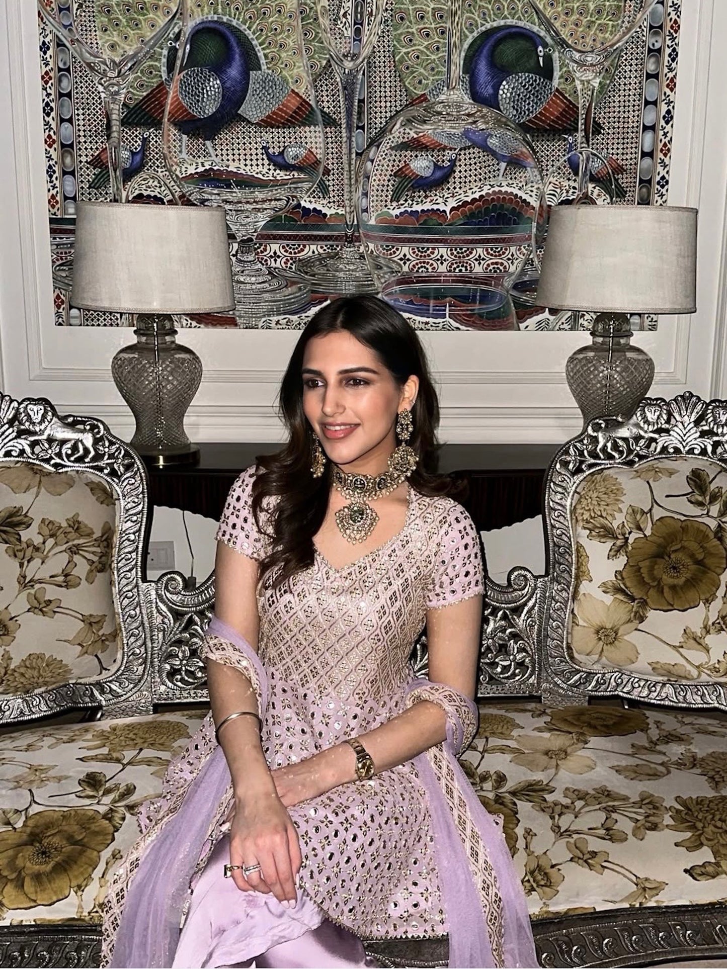 AALIA MOHAN IN LILAC ZARI & SEQUIN PEPLUM SET WITH DUPATTA