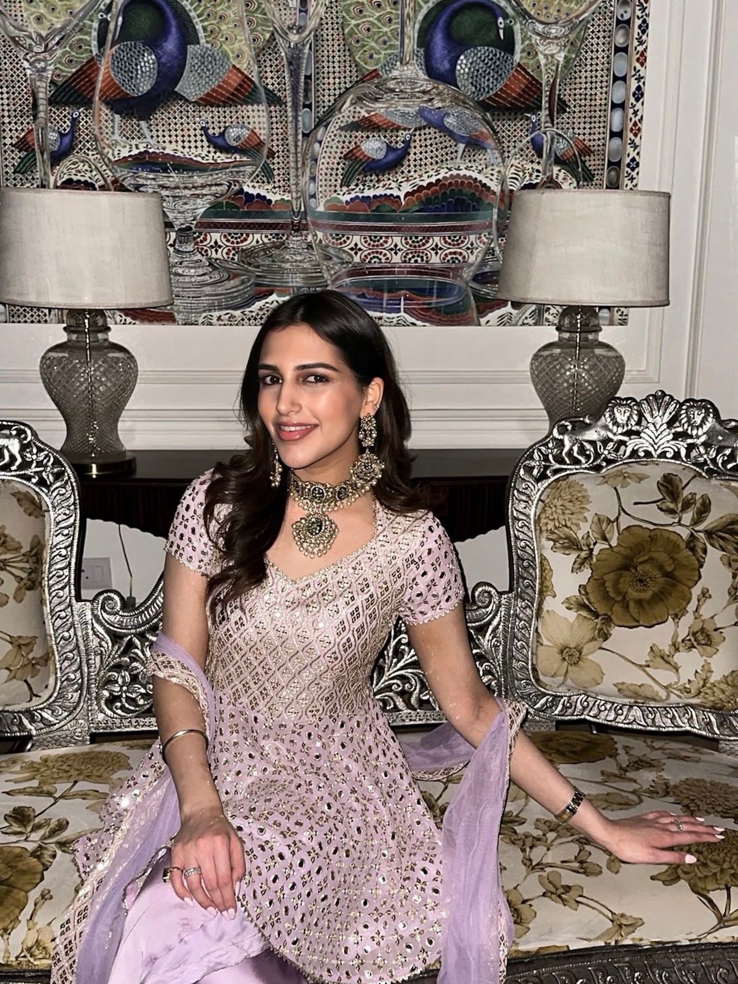 AALIA MOHAN IN LILAC ZARI & SEQUIN PEPLUM SET WITH DUPATTA