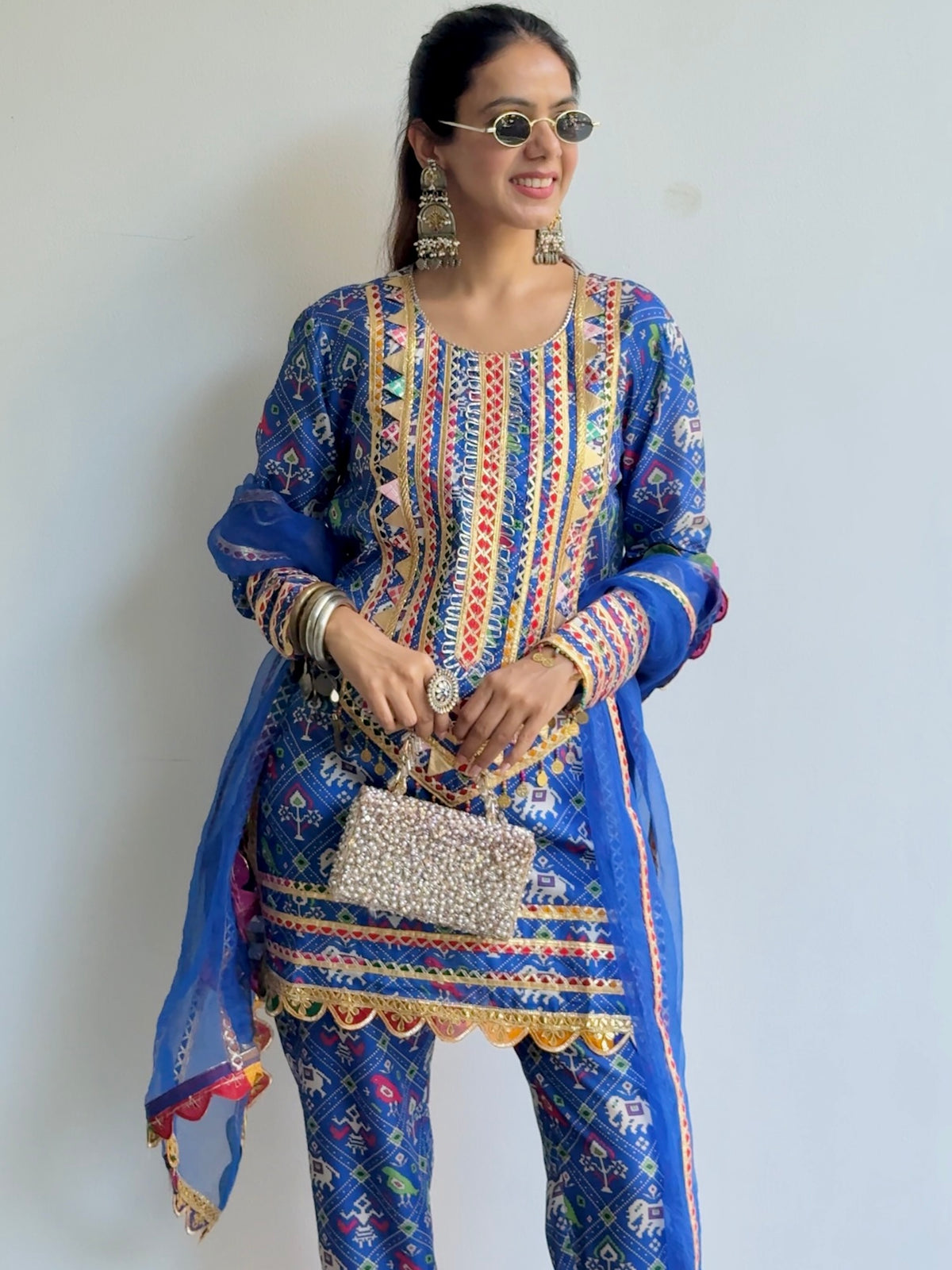 SNEHA ADWANI IN BLUE PATOLA KURTA SET