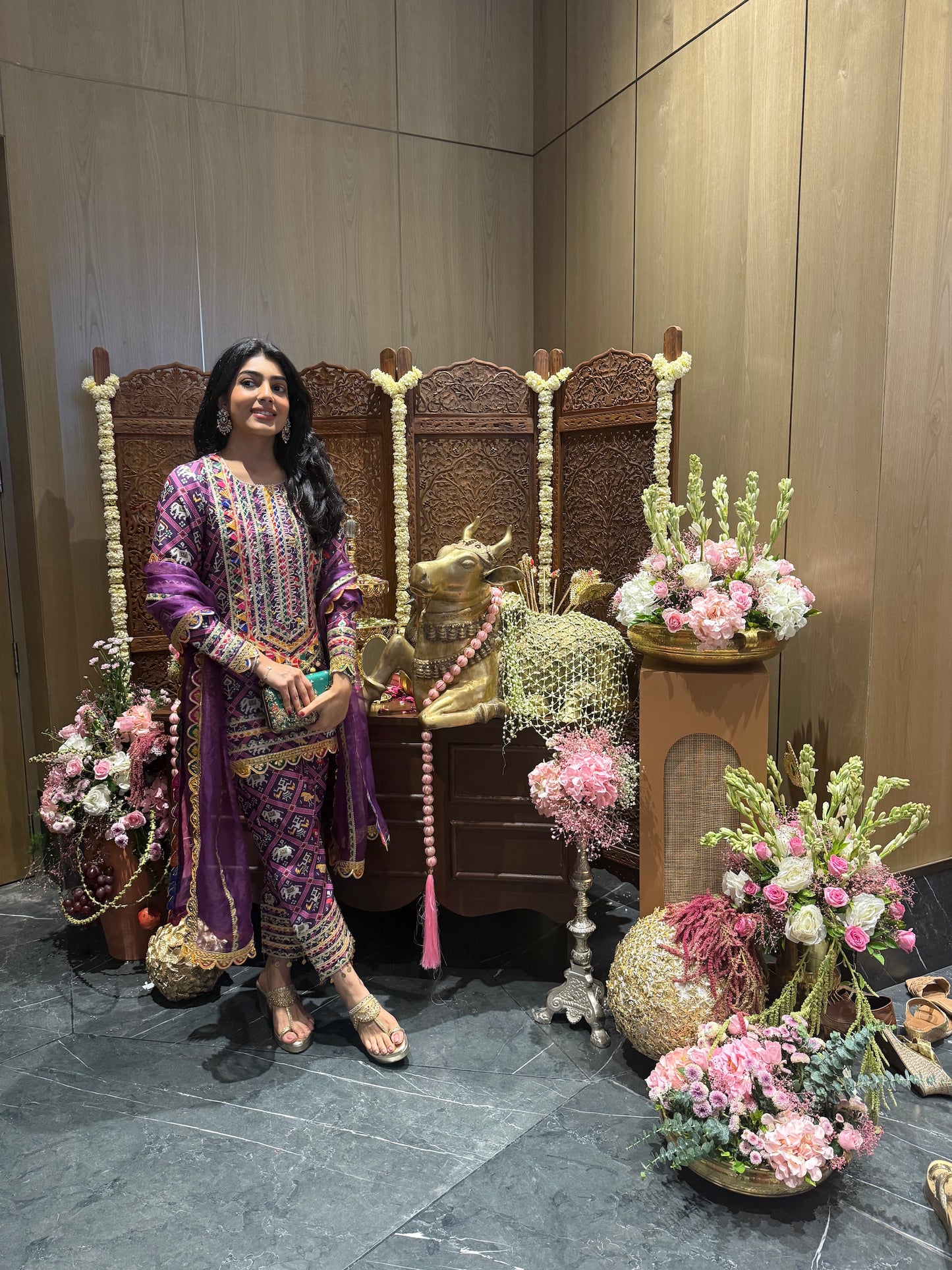 SHIMOLI KAPASI IN PURPLE PATOLA SUIT SET
