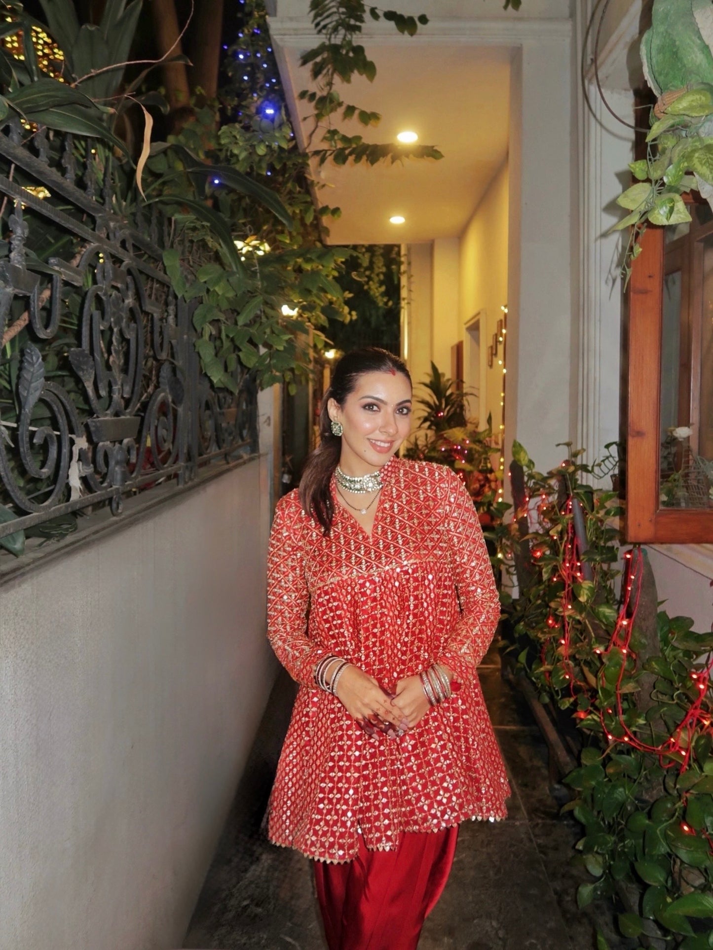 NIKI MEHRA IN RED ZARI & SEQUIN DHOTI SET