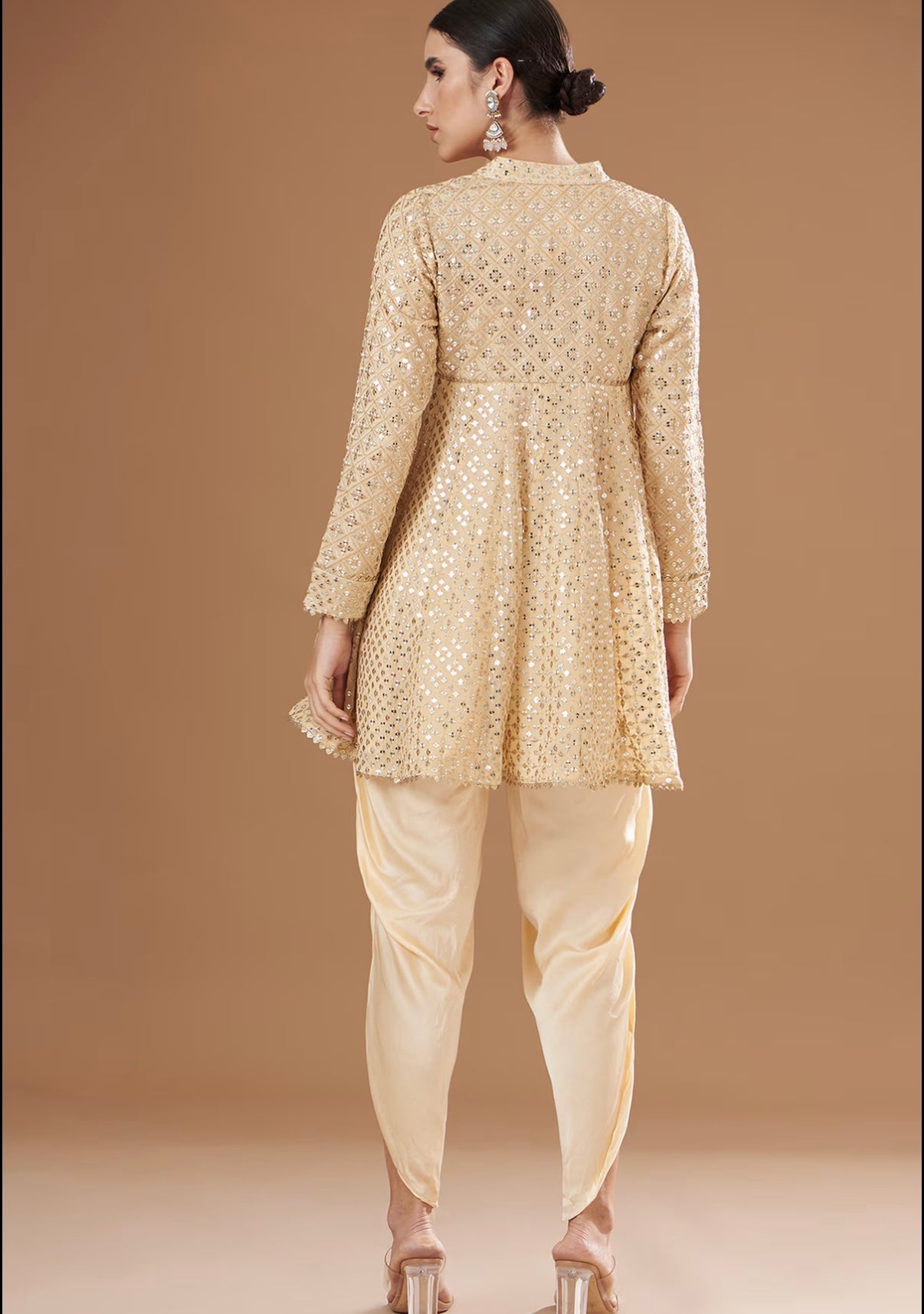 IVORY ZARI & SEQUIN DHOTI SET