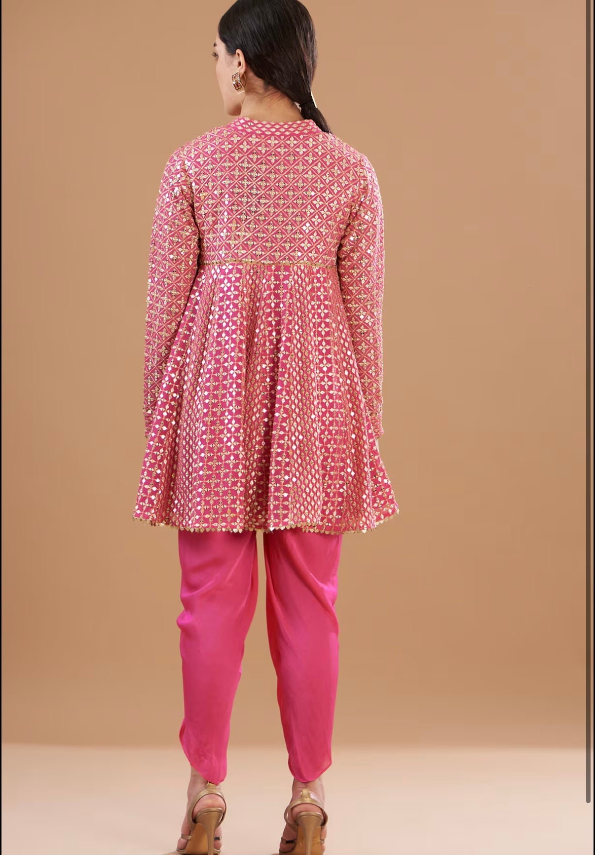 RANI PINK ZARI & SEQUIN DHOTI SET