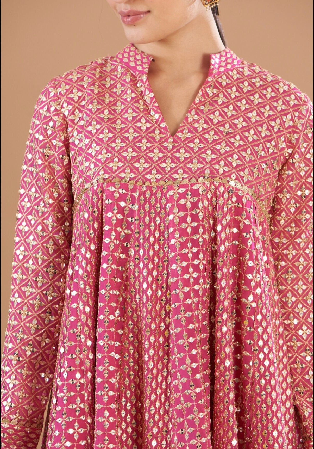 RANI PINK ZARI & SEQUIN DHOTI SET