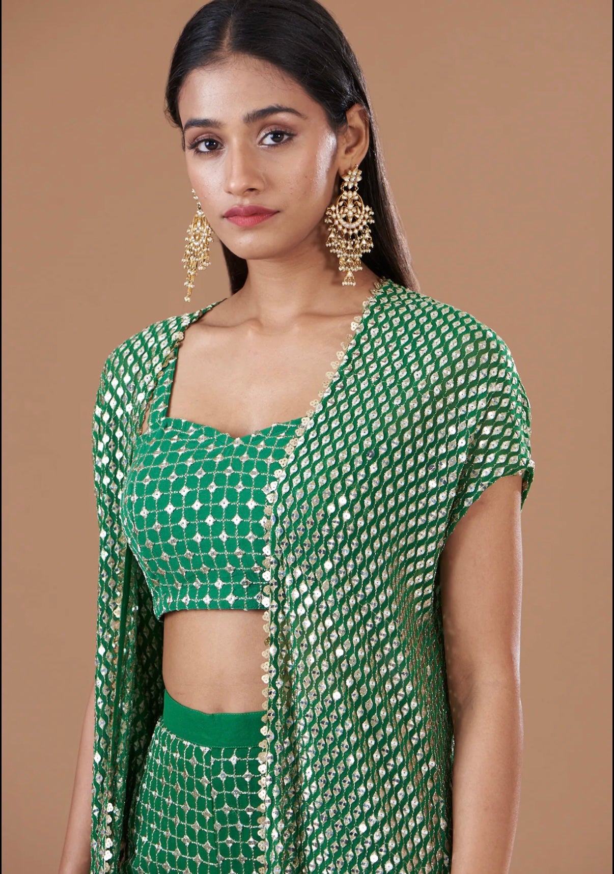 GREEN ZARI & SEQUIN 3 PIECE SET