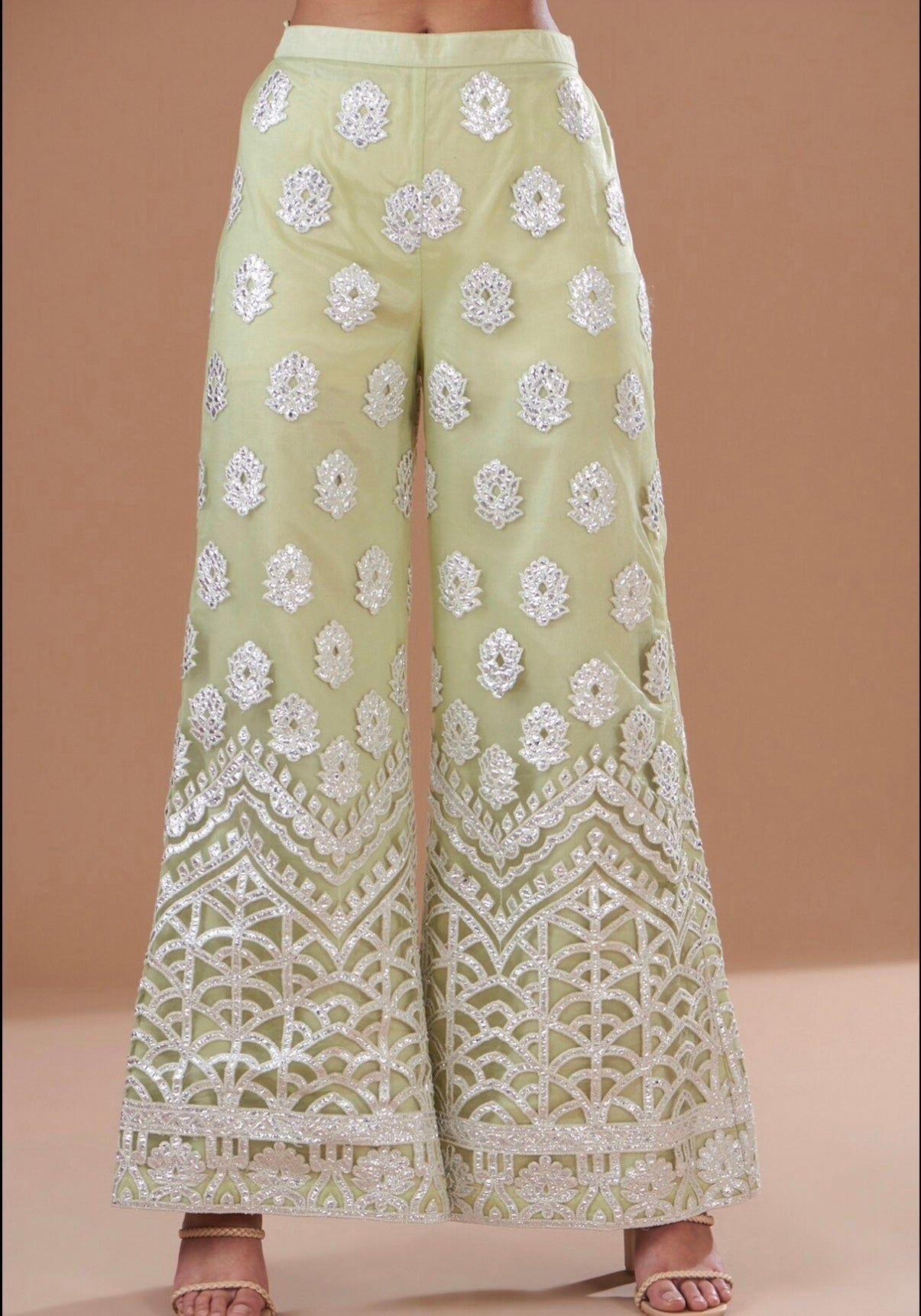 LIGHT GREEN FOIL WORK COORD SET