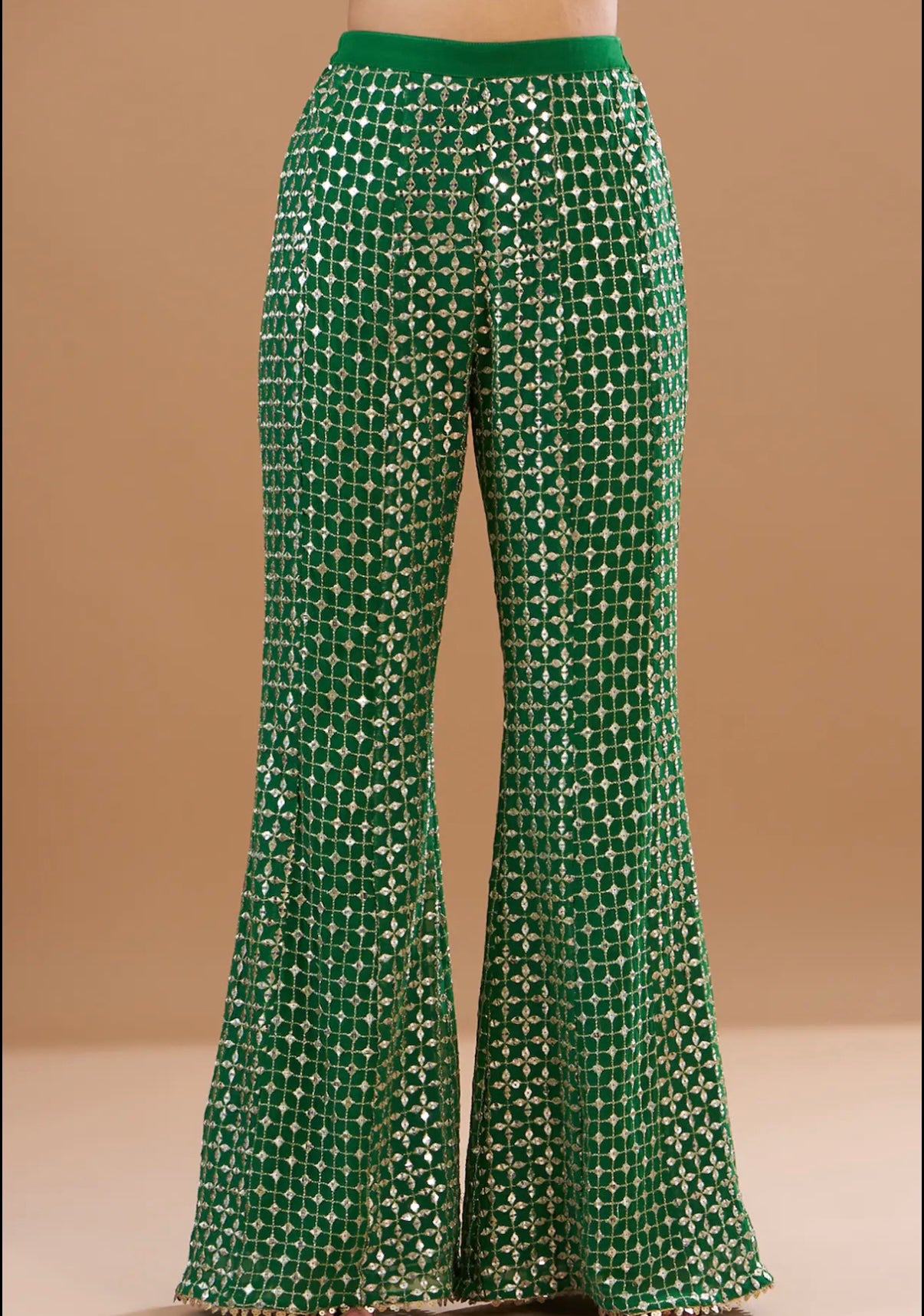 GREEN ZARI & SEQUIN COORD SET