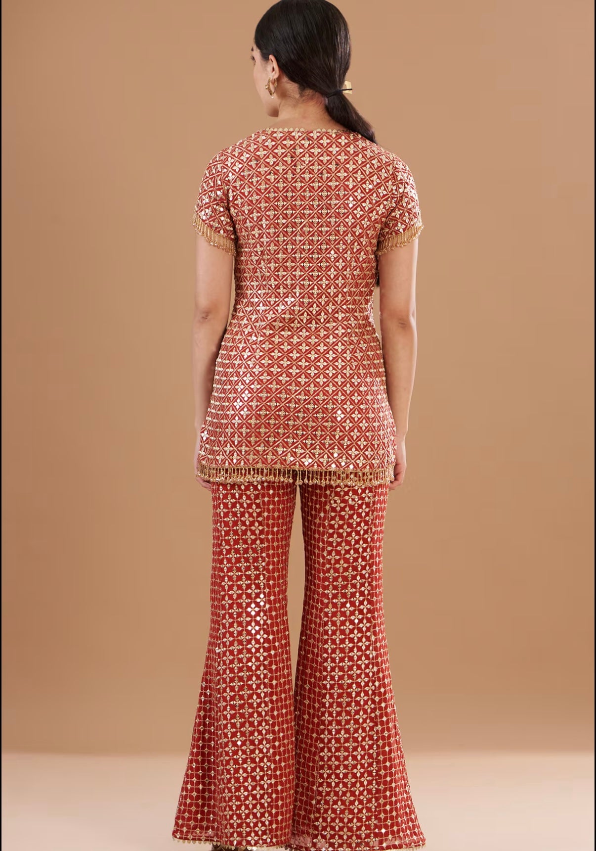 RED ZARI & SEQUIN COORD SET