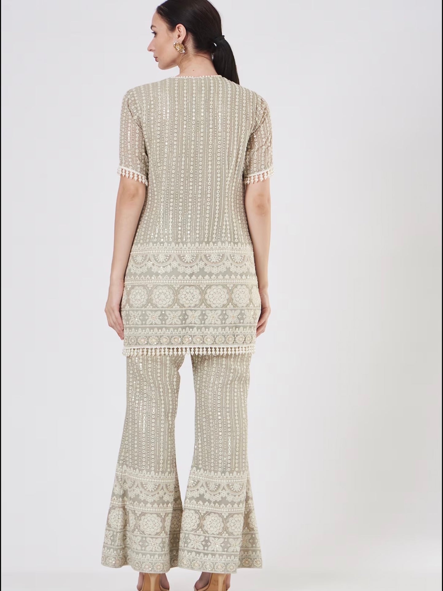 GREY CHIKANKARI COORD SET WITH DUPATTA