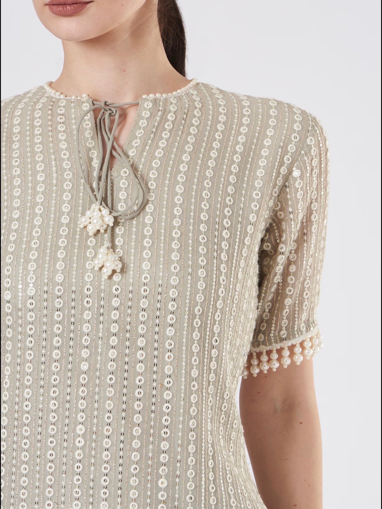 GREY CHIKANKARI COORD SET WITH DUPATTA