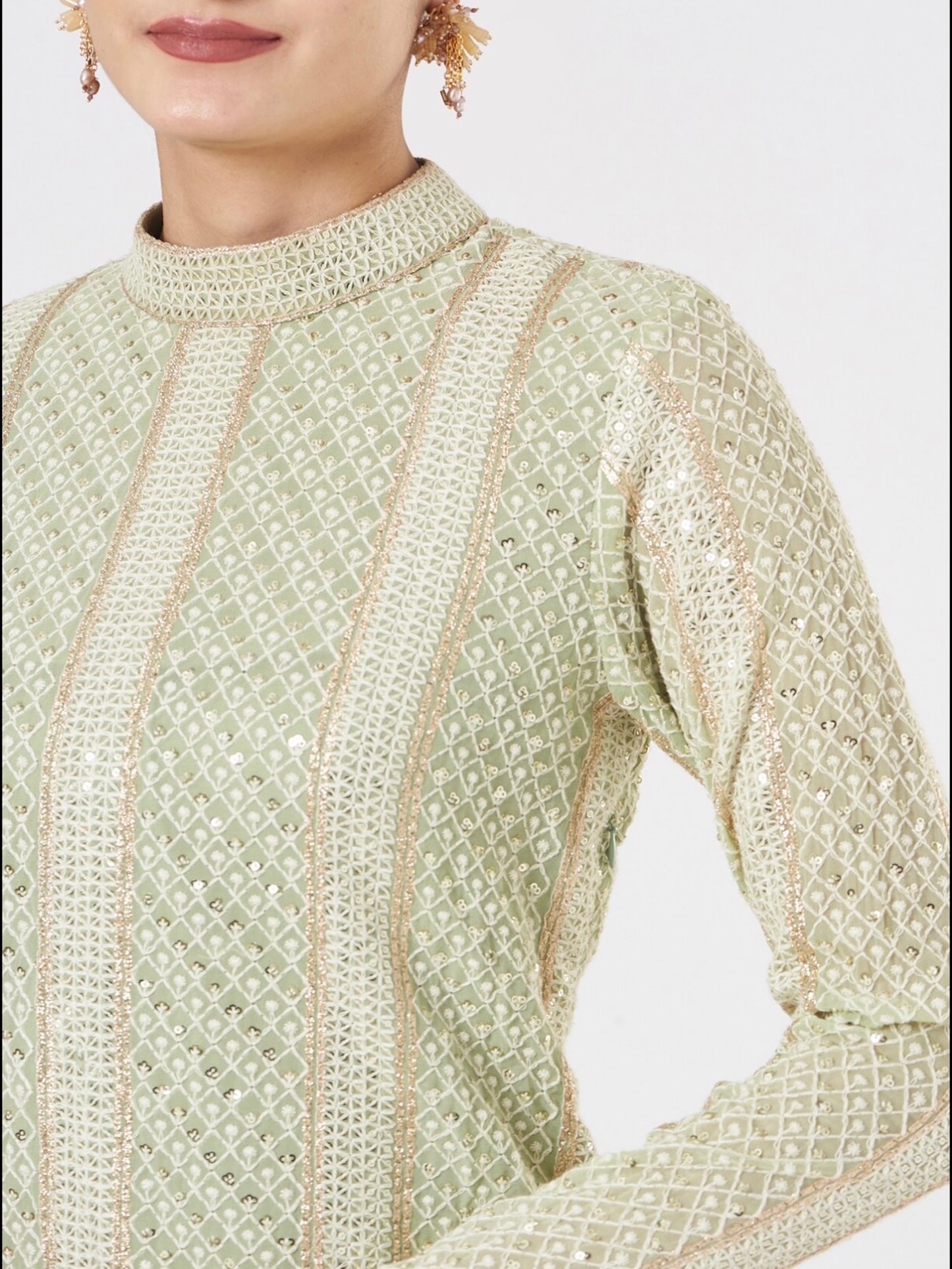 LIME GREEN CHIKANKARI COORD SET