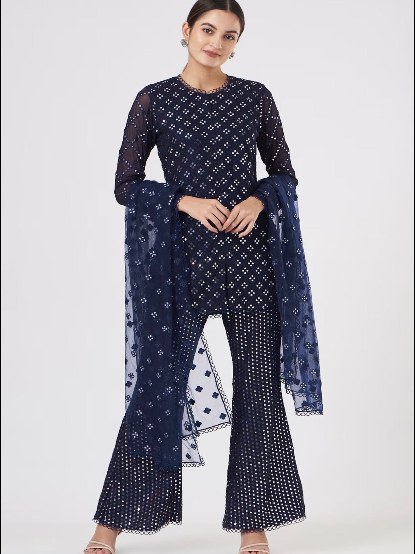 NAVY BLUE MIRROR WORK COORD SET