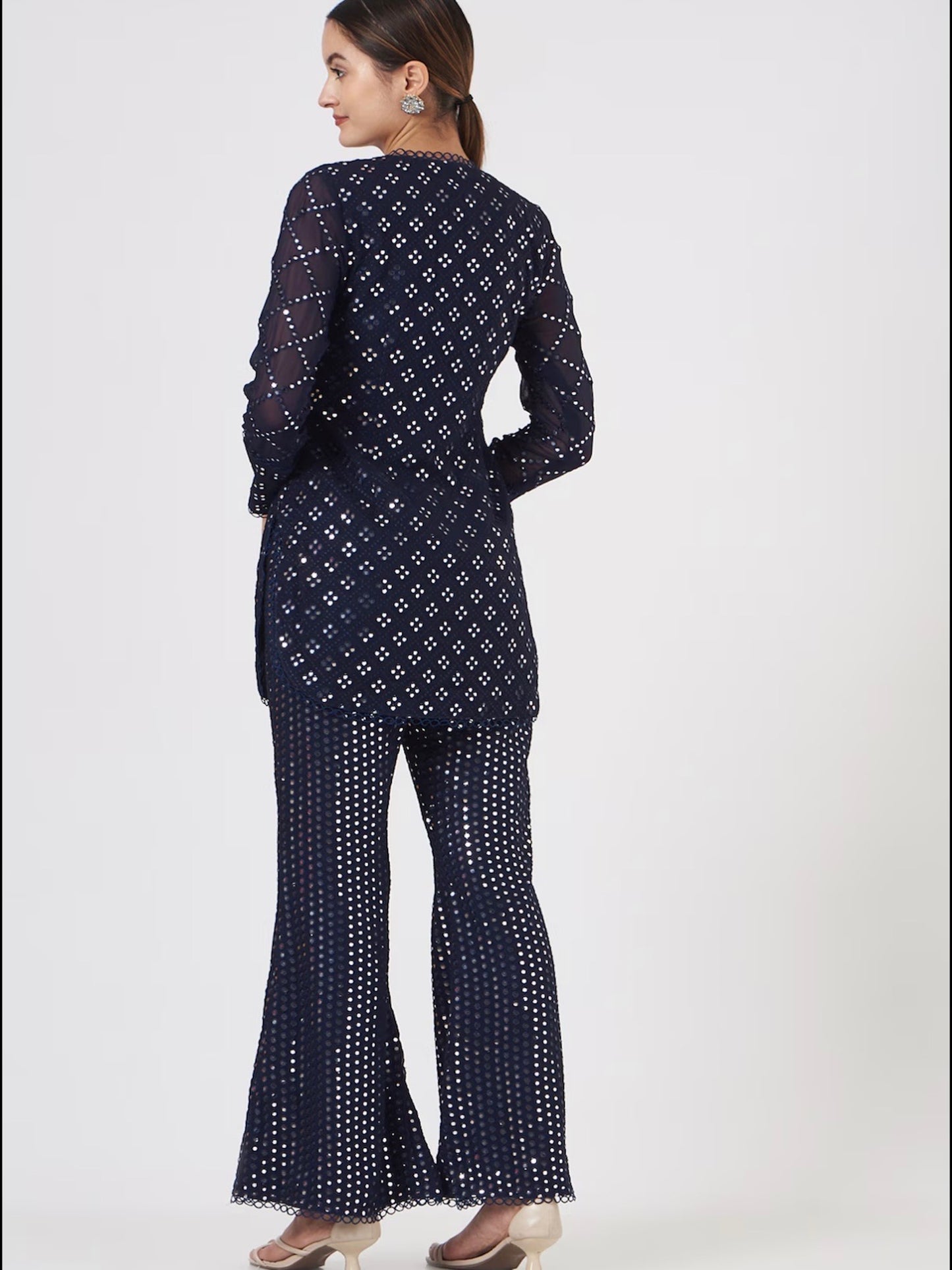 NAVY BLUE MIRROR WORK COORD SET