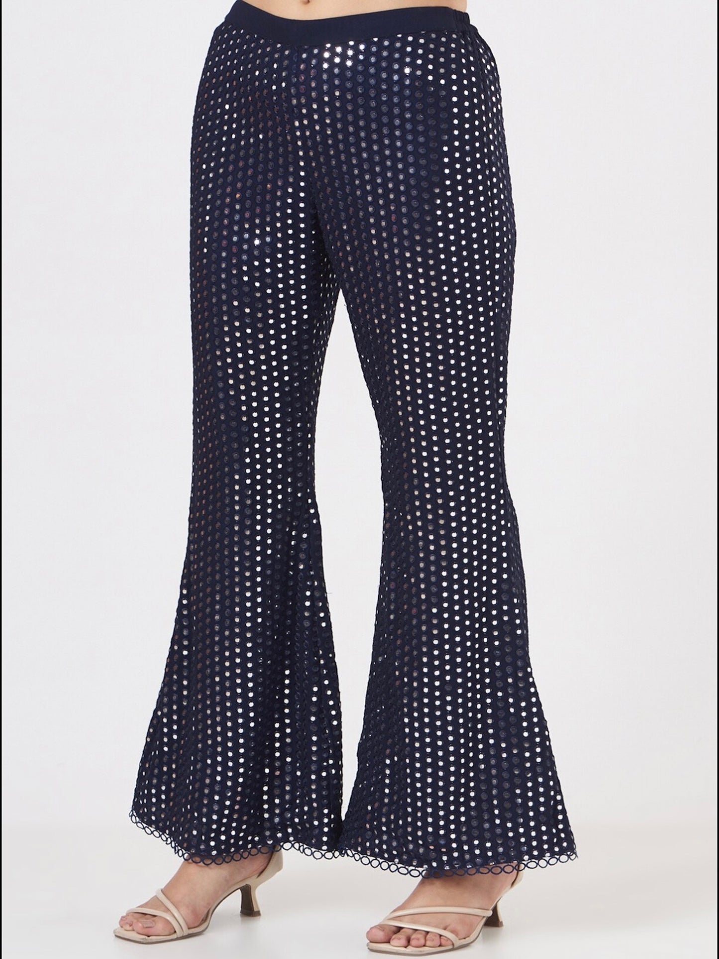 NAVY BLUE MIRROR WORK COORD SET