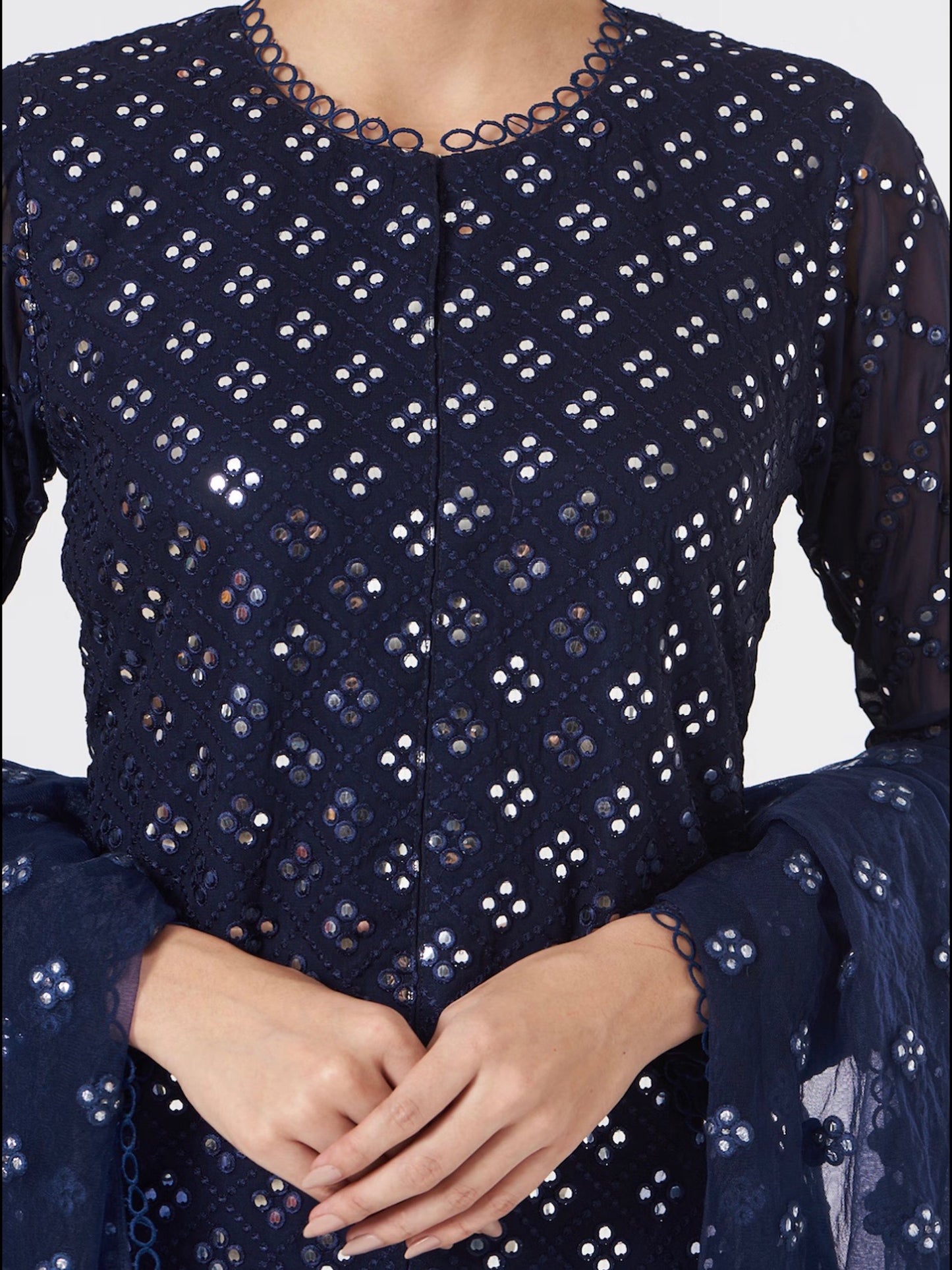 NAVY BLUE MIRROR WORK COORD SET