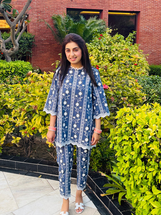 BLUE COTTON COORD SET