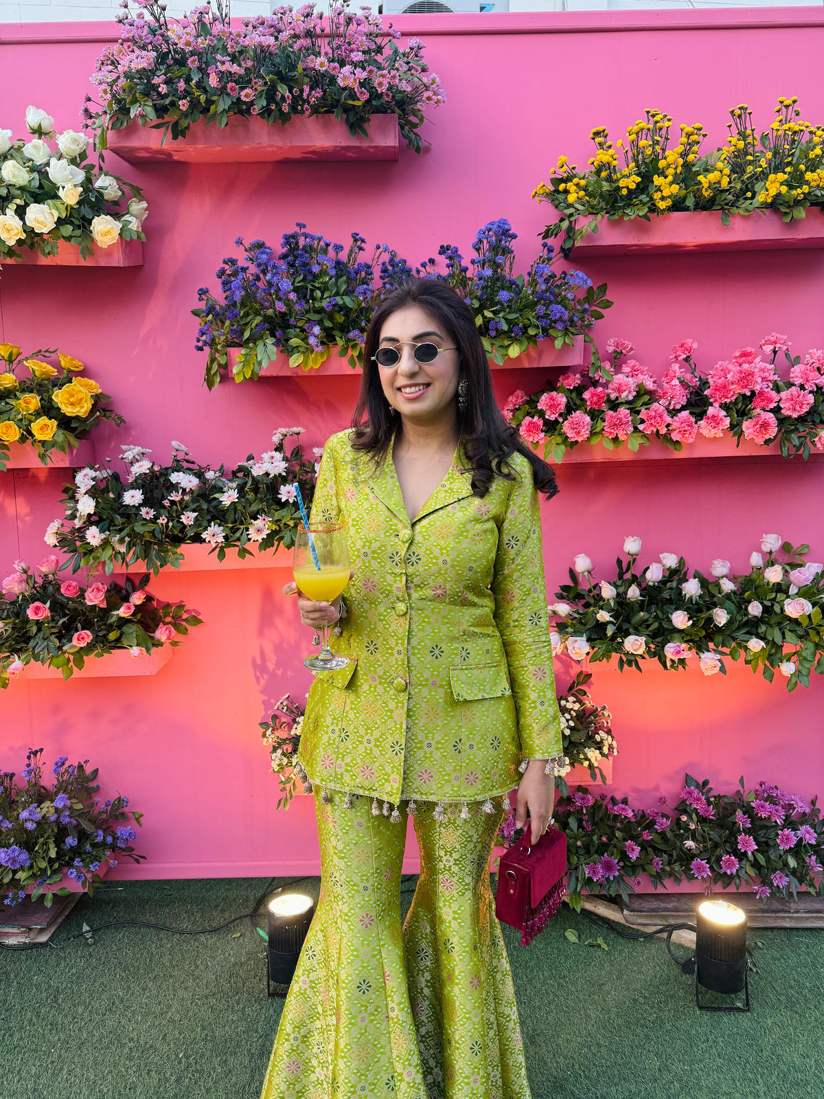 NIKITA KHURANA IN GREEN BROCADE BLAZER SET
