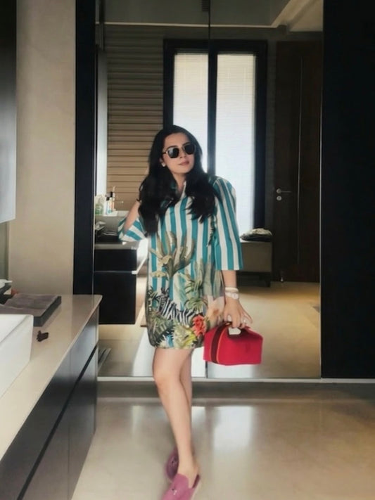 TANYA NARANG IN BLUE COTTON DRESS