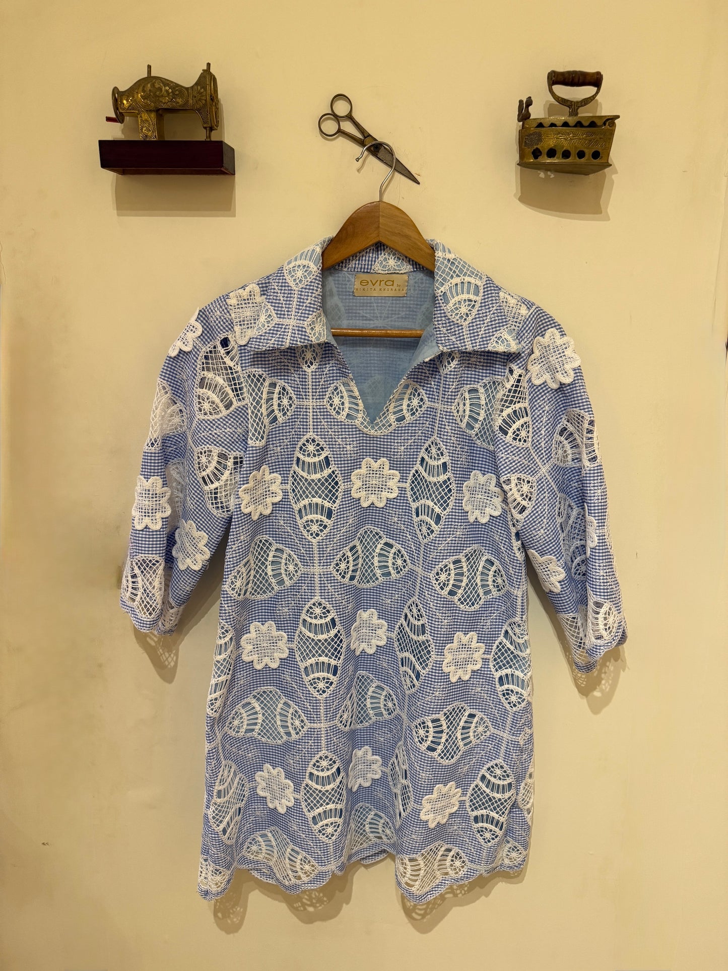 NIKITA KHURANA IN BLUE LACE COTTON DRESS
