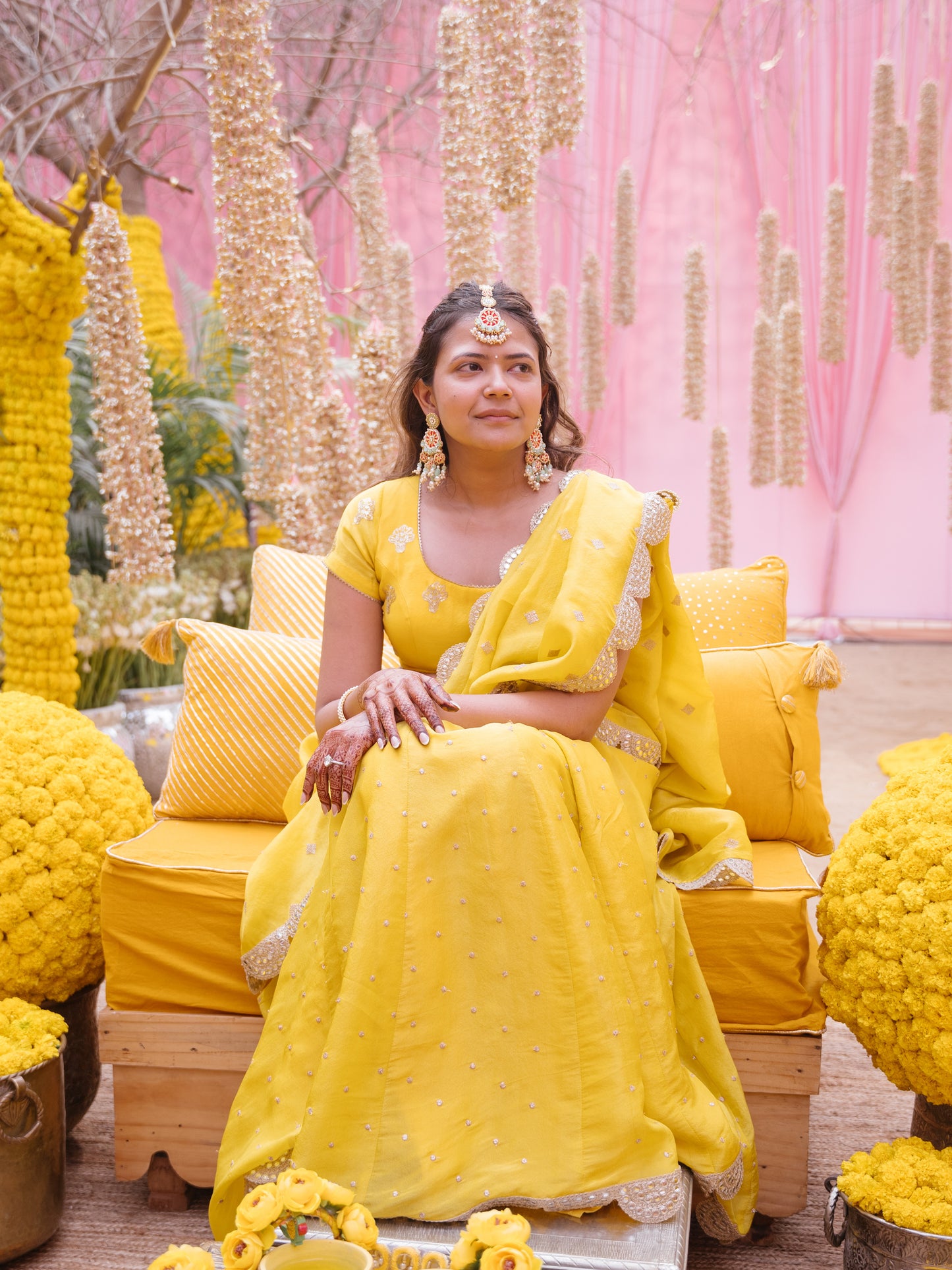 PALAK CHOUDHARY IN YELLOW TISSUE SHARARA SET