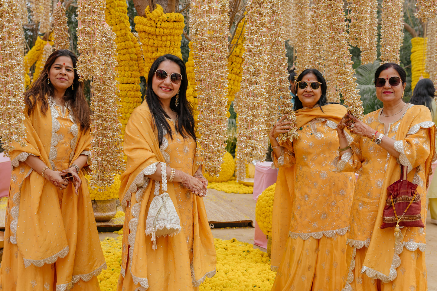 FAMILY IN ORANGE TISSUE SHARARA SET