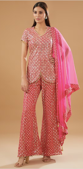 RANI PINK ZARI & SEQUIN COORD SET