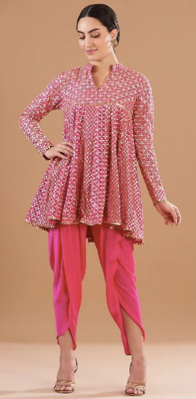 RANI PINK ZARI & SEQUIN DHOTI SET