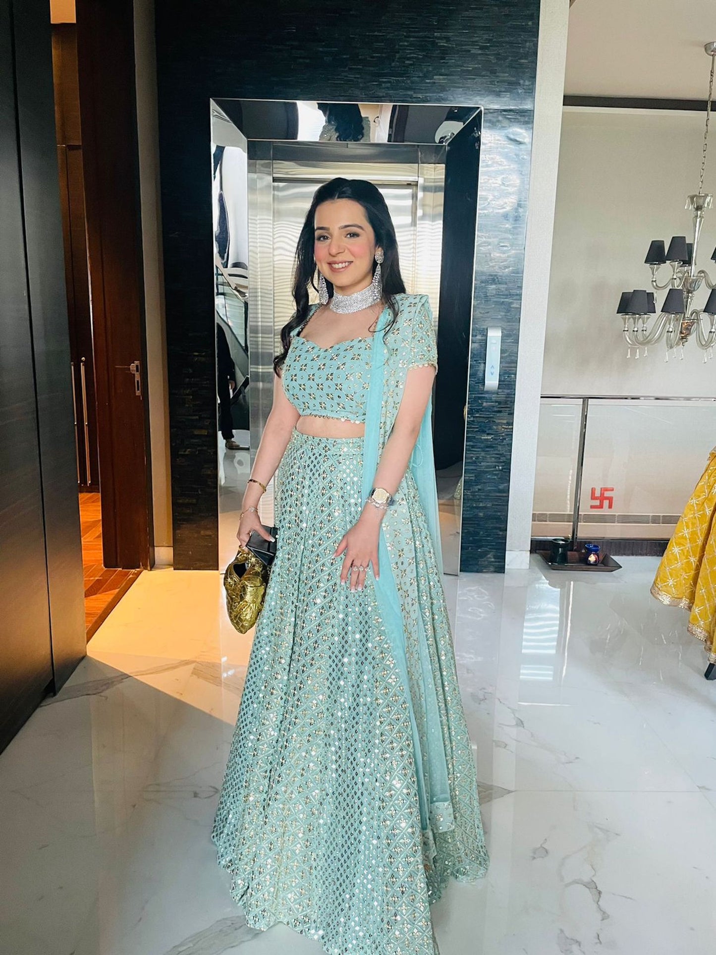 TANYA NARANG IN BABY BLUE ZARI & SEQUIN LEHENGA SET