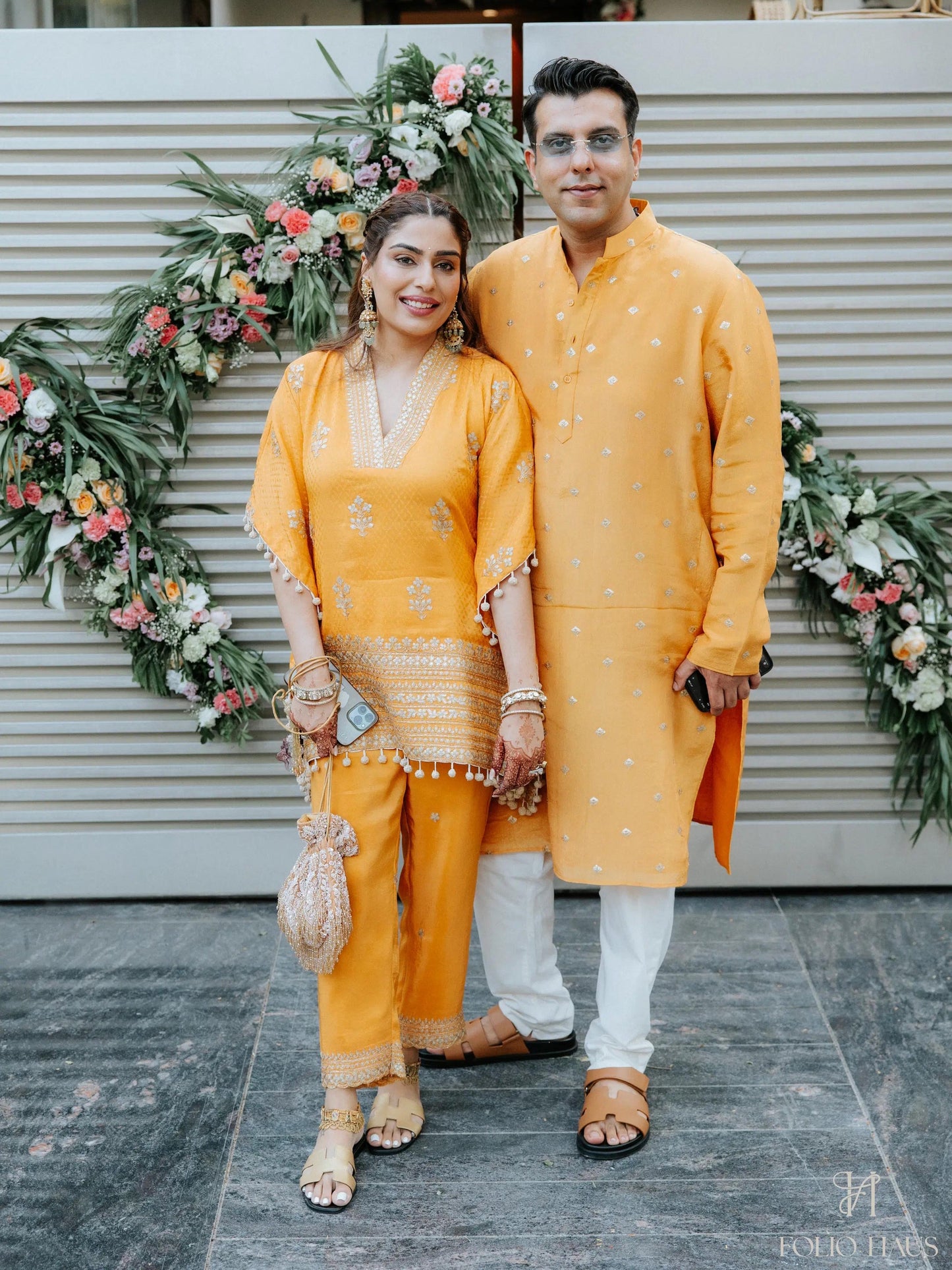 FAMILY IN ORANGE KAFTAN SET