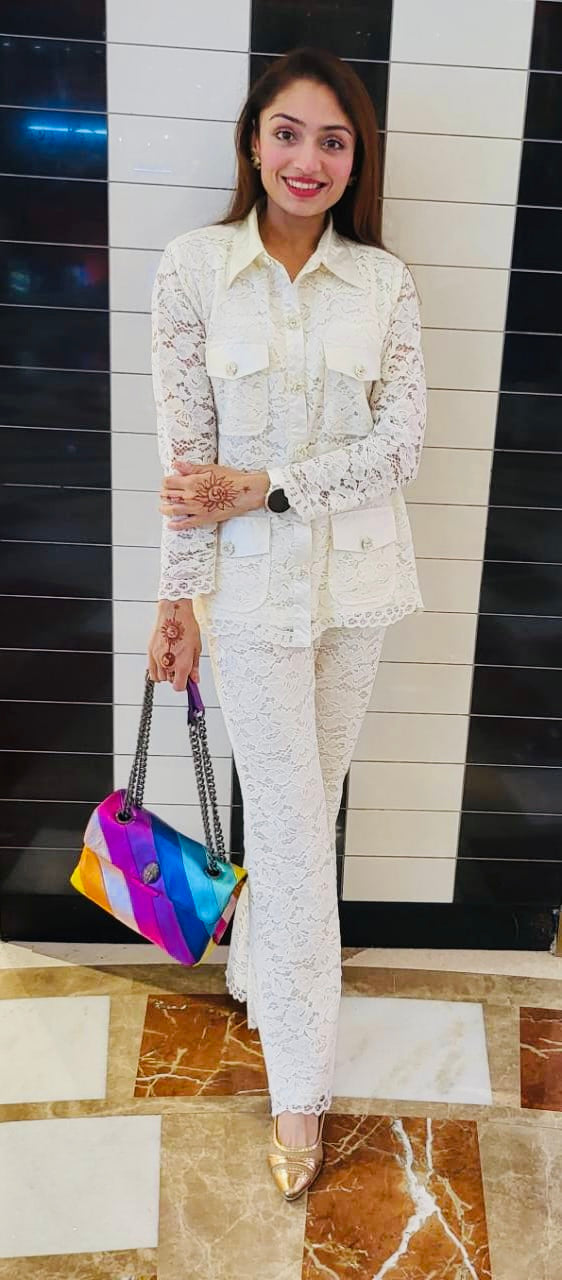 WHITE LACE COORD SET