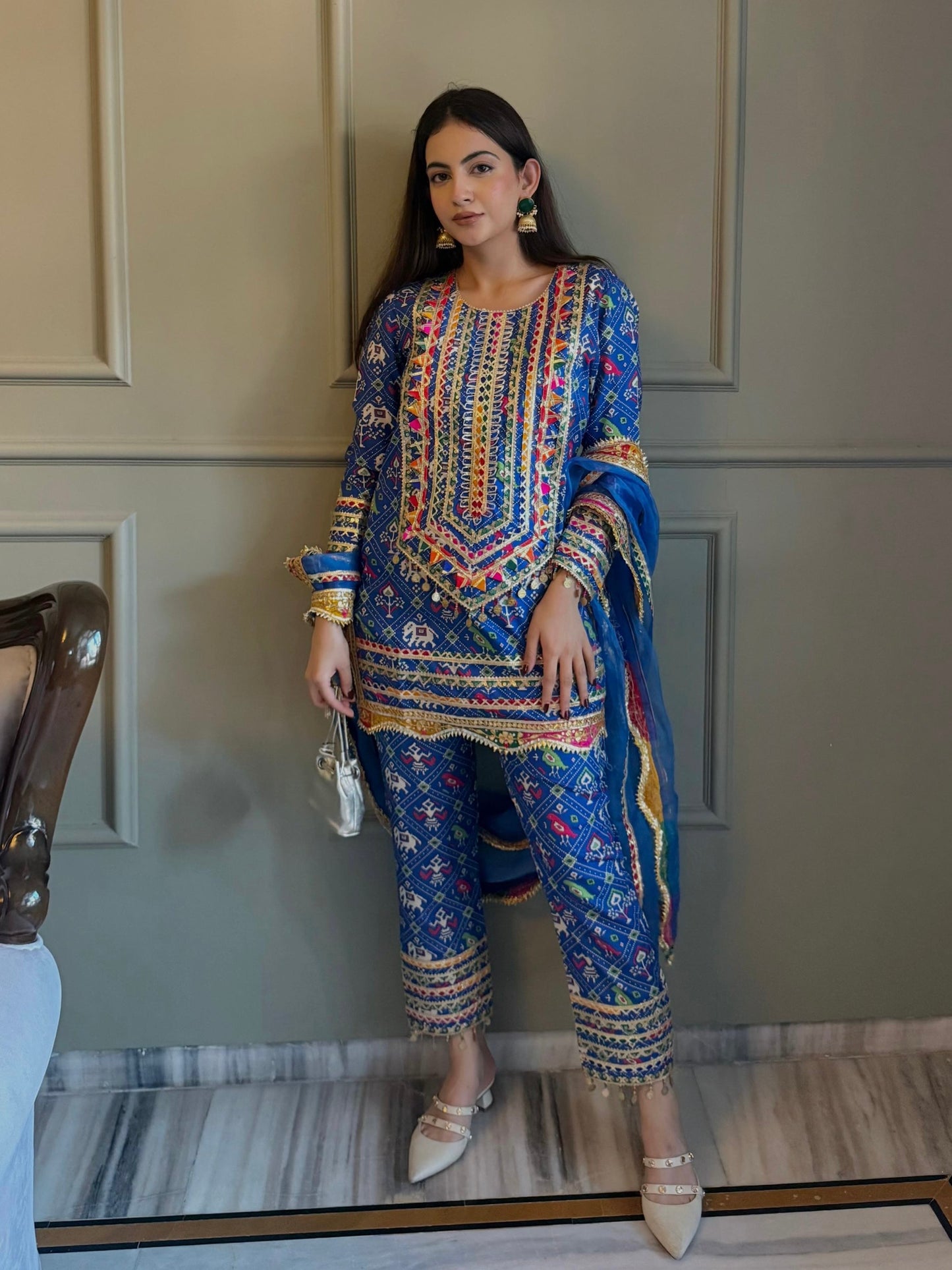 JANNAT KHURANA IN BLUE PATOLA KURTA SET
