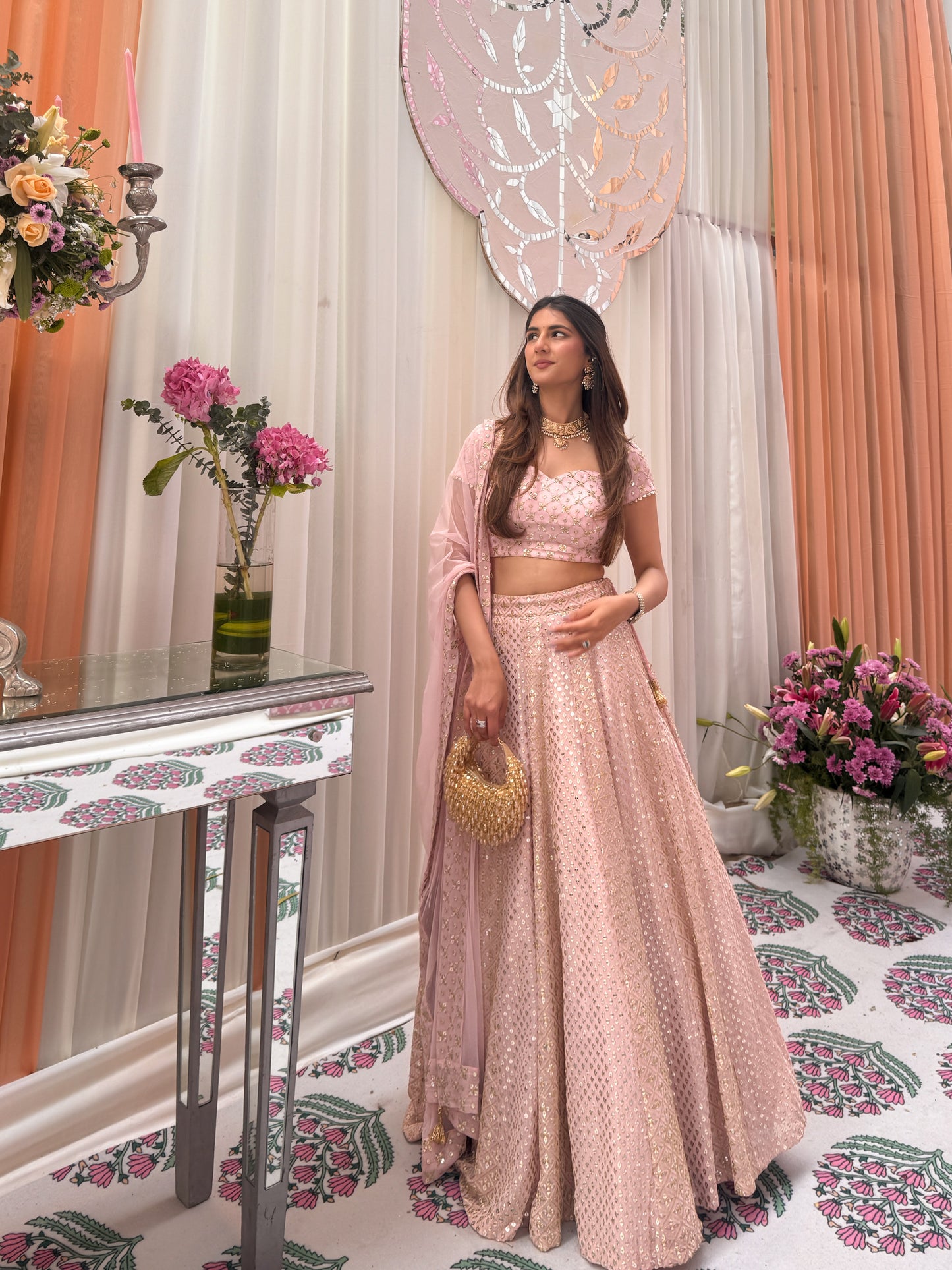 MEHER TALUJA IN PINK ZARI & SEQUIN LEHENGA SET