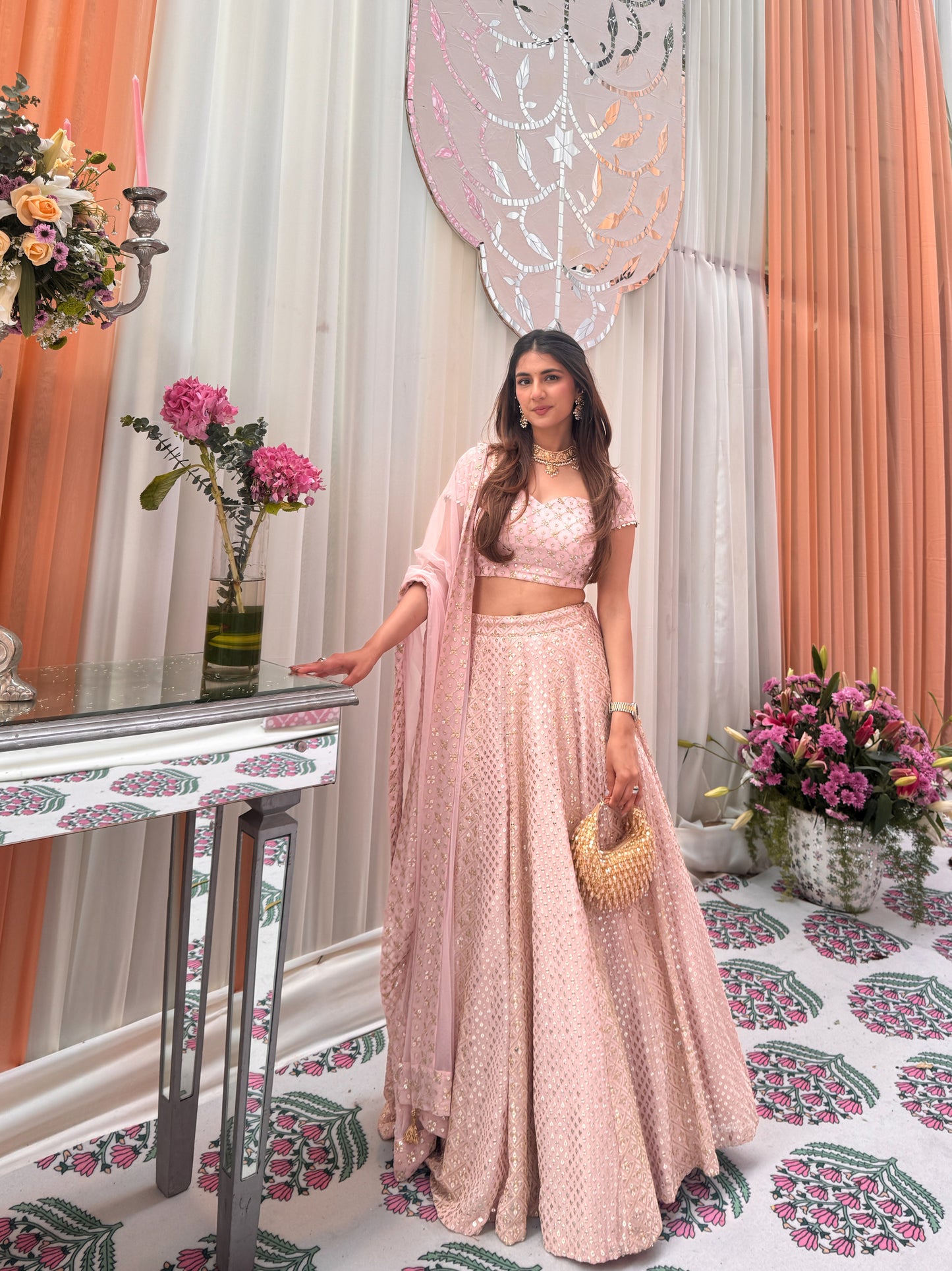 MEHER TALUJA IN PINK ZARI & SEQUIN LEHENGA SET